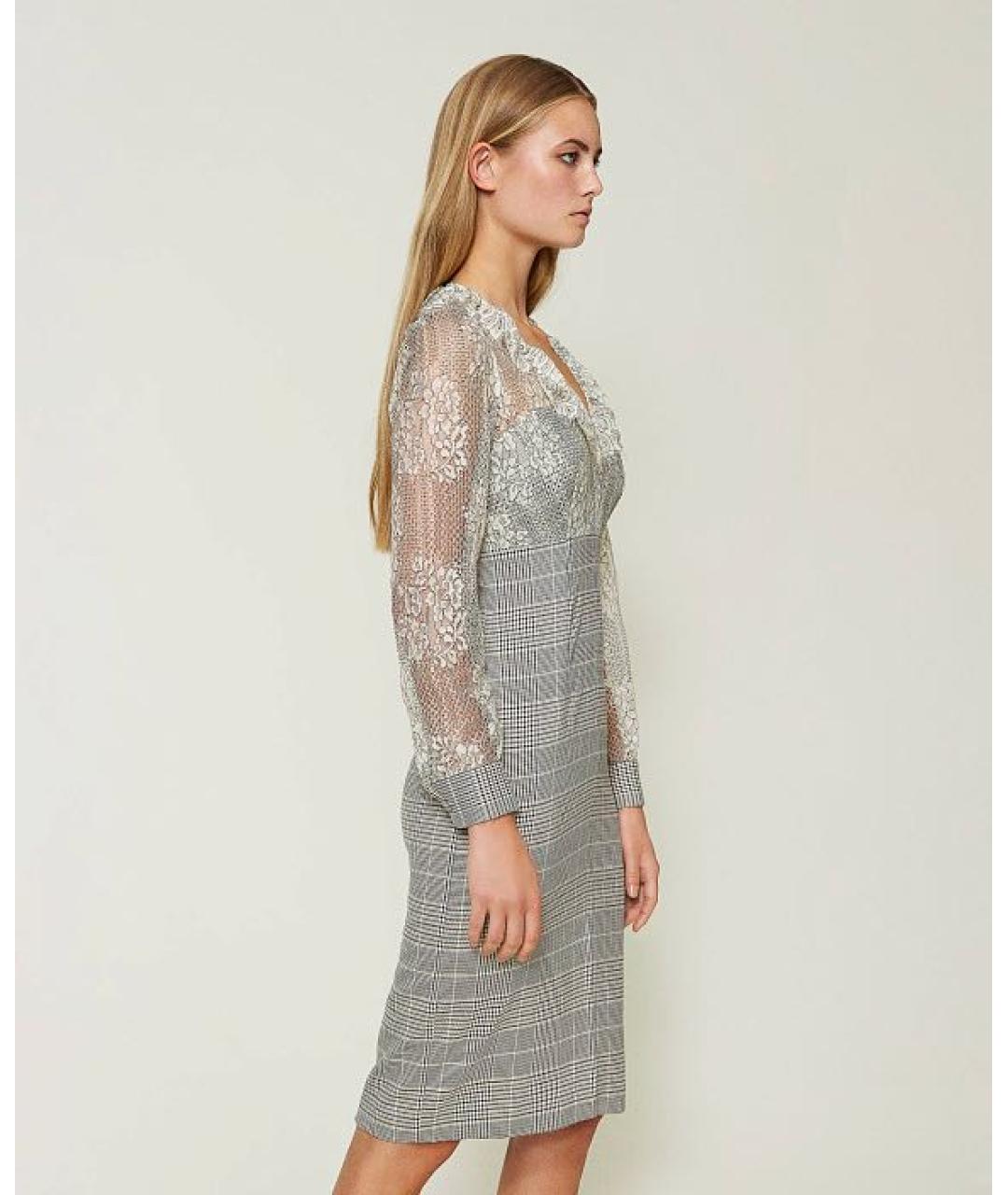 TWIN-SET Серое полиэстеровое коктейльное платье, фото 6