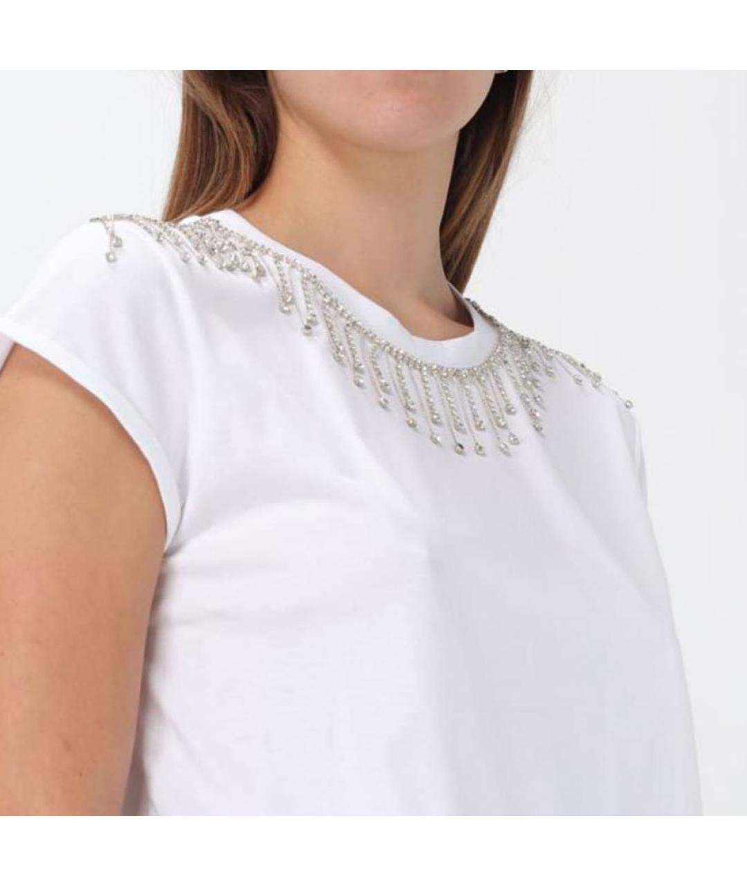 TWIN-SET Белая хлопко-эластановая футболка, фото 3