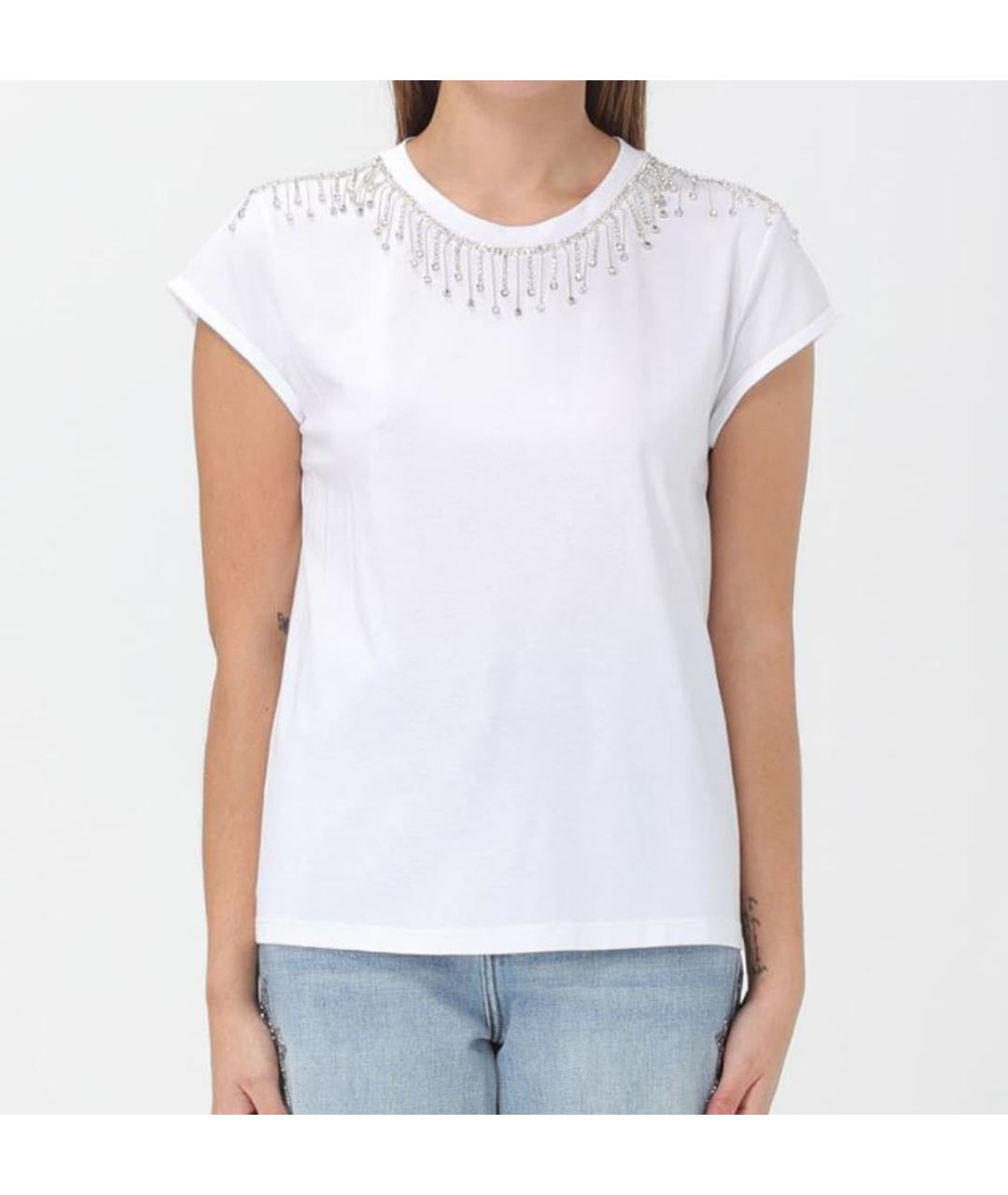 TWIN-SET Белая хлопко-эластановая футболка, фото 2