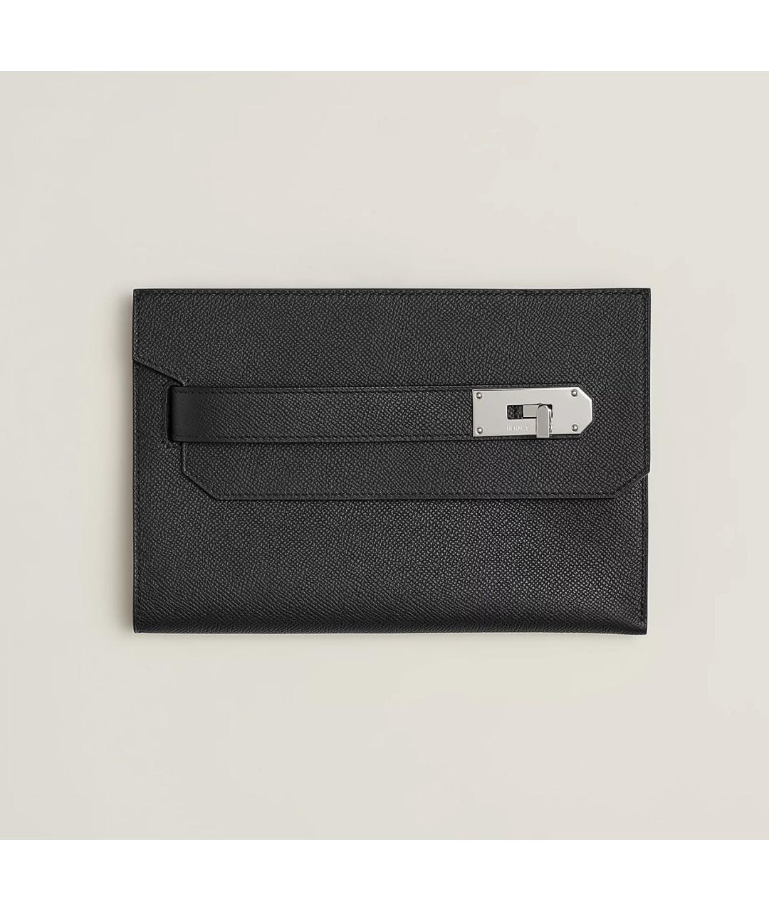 HERMES Черная кожаная барсетка, фото 4