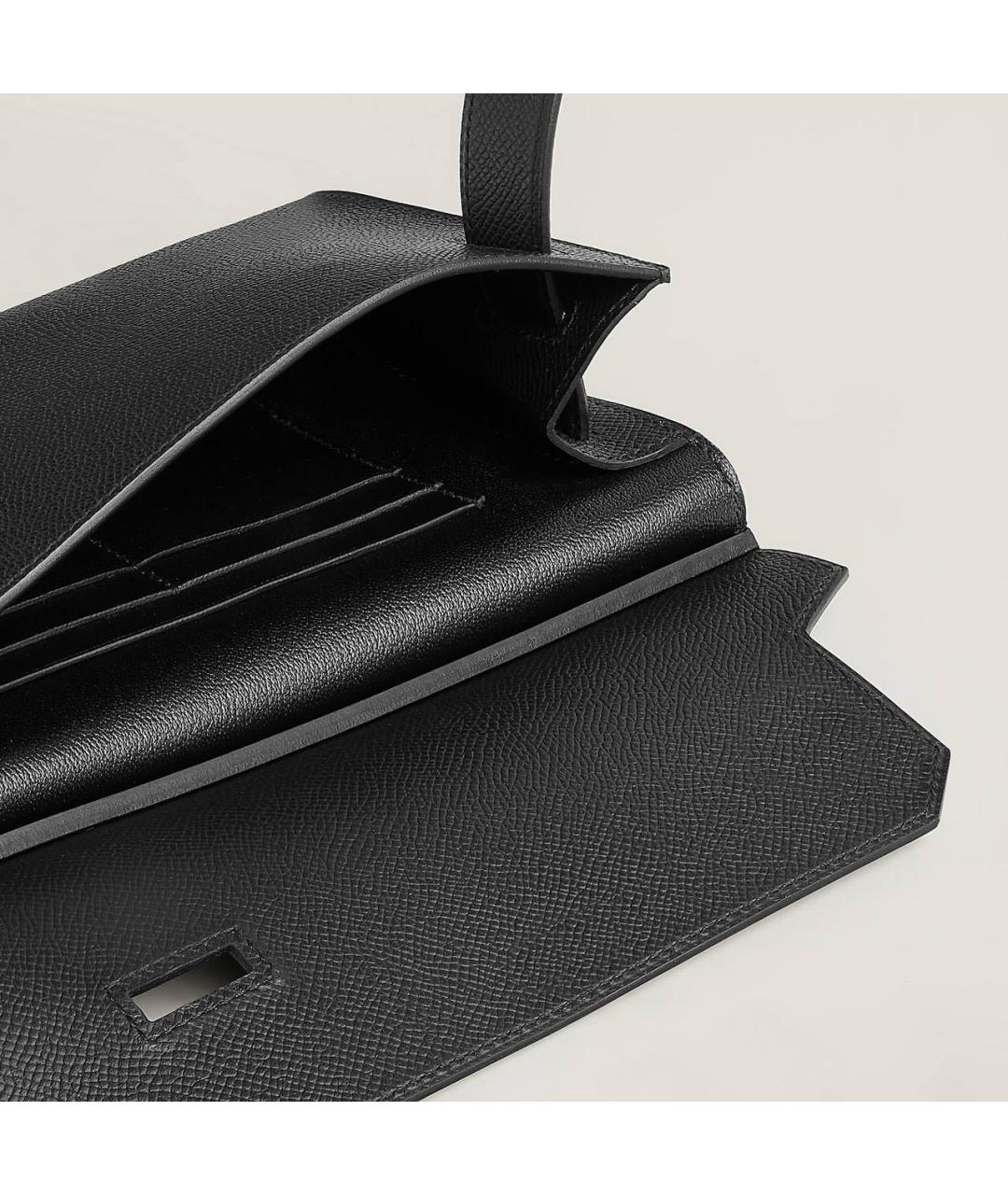 HERMES Черная кожаная барсетка, фото 3