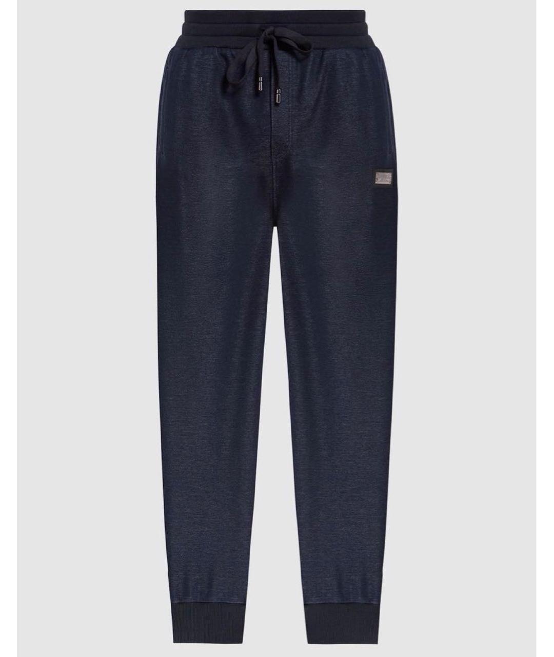 DOLCE&GABBANA Темно-синие хлопковые повседневные брюки, фото 3