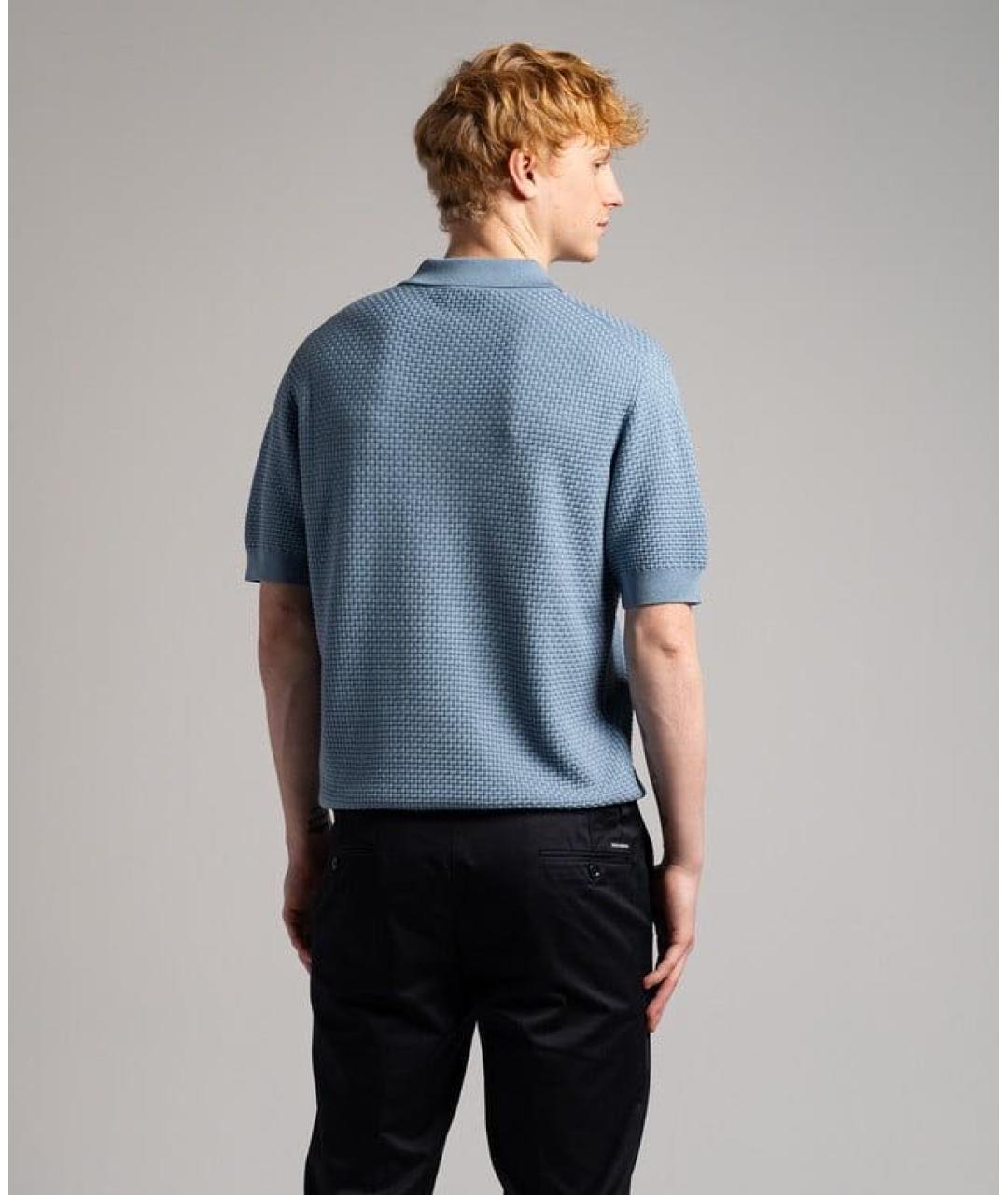 DOLCE&GABBANA Голубое хлопковое поло с коротким рукавом, фото 5