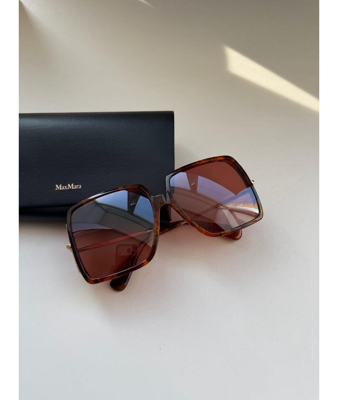 MAX MARA Коричневые пластиковые солнцезащитные очки, фото 5