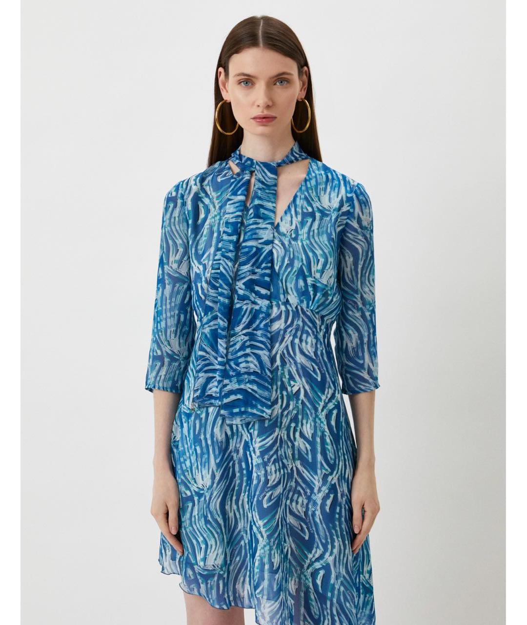 PATRIZIA PEPE Голубое полиэстеровое коктейльное платье, фото 6