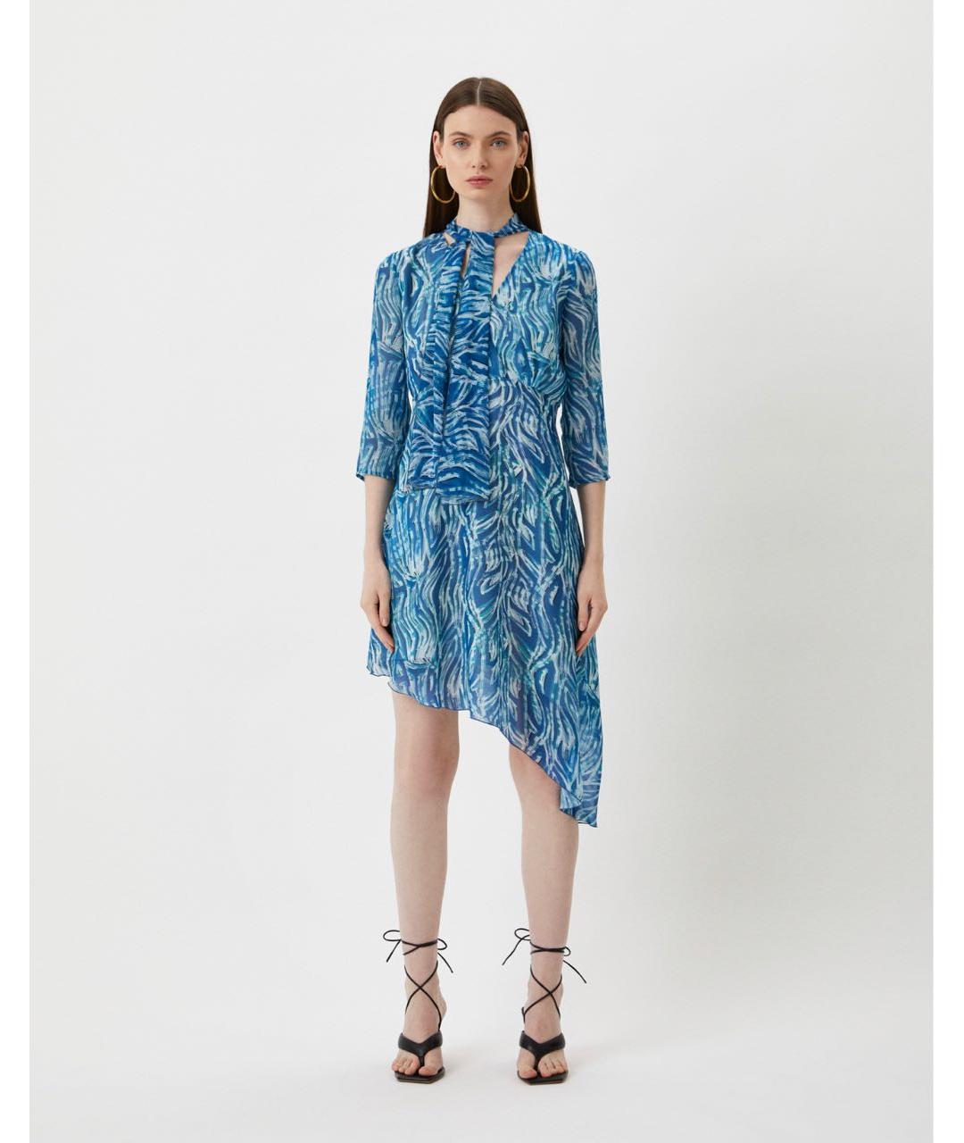 PATRIZIA PEPE Голубое полиэстеровое коктейльное платье, фото 5