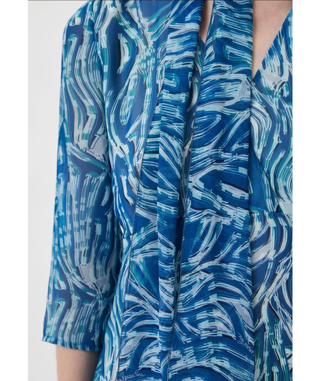 PATRIZIA PEPE Голубое полиэстеровое коктейльное платье, фото 8