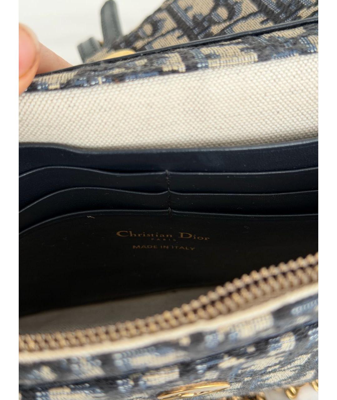CHRISTIAN DIOR Темно-синяя жаккардовая сумка через плечо, фото 7