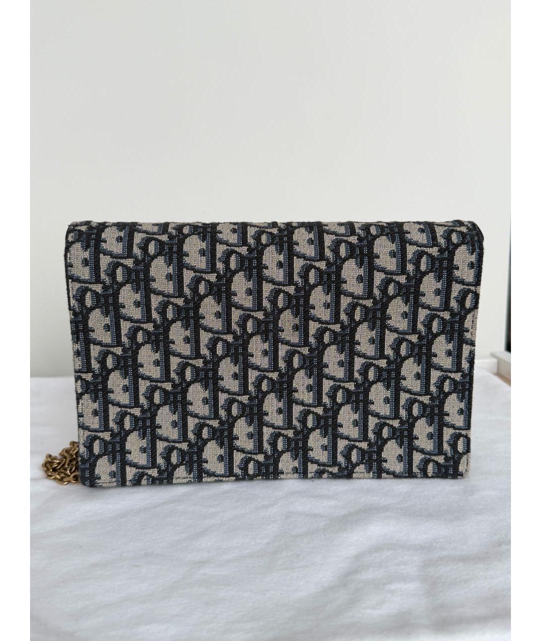 CHRISTIAN DIOR Темно-синяя жаккардовая сумка через плечо, фото 3