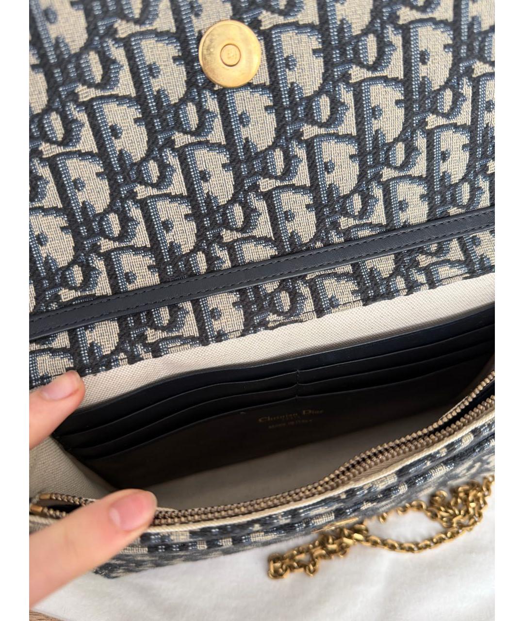 CHRISTIAN DIOR Темно-синяя жаккардовая сумка через плечо, фото 4