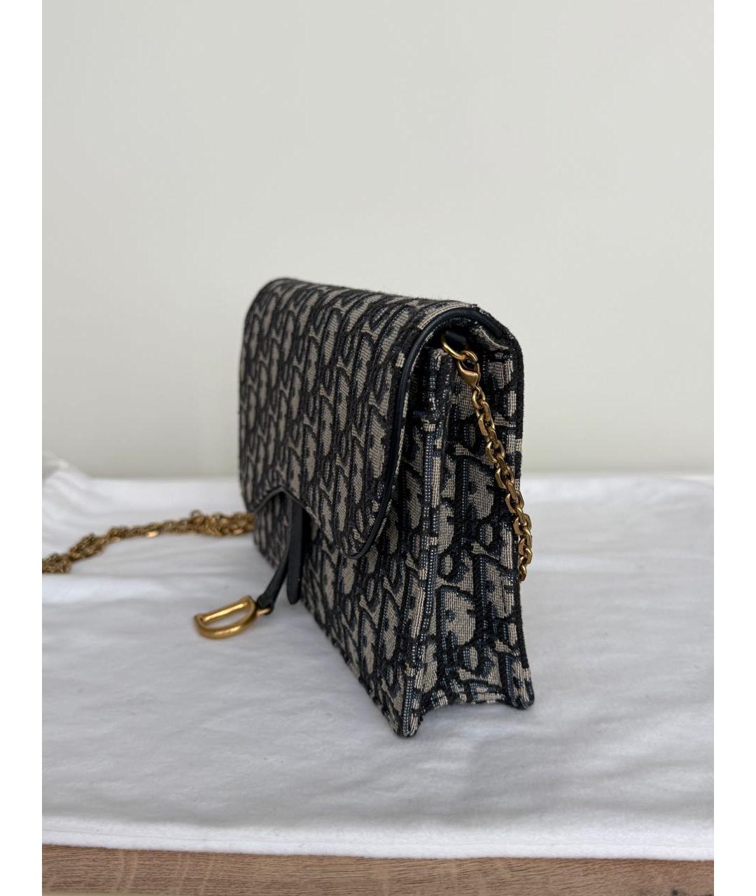 CHRISTIAN DIOR Темно-синяя жаккардовая сумка через плечо, фото 2