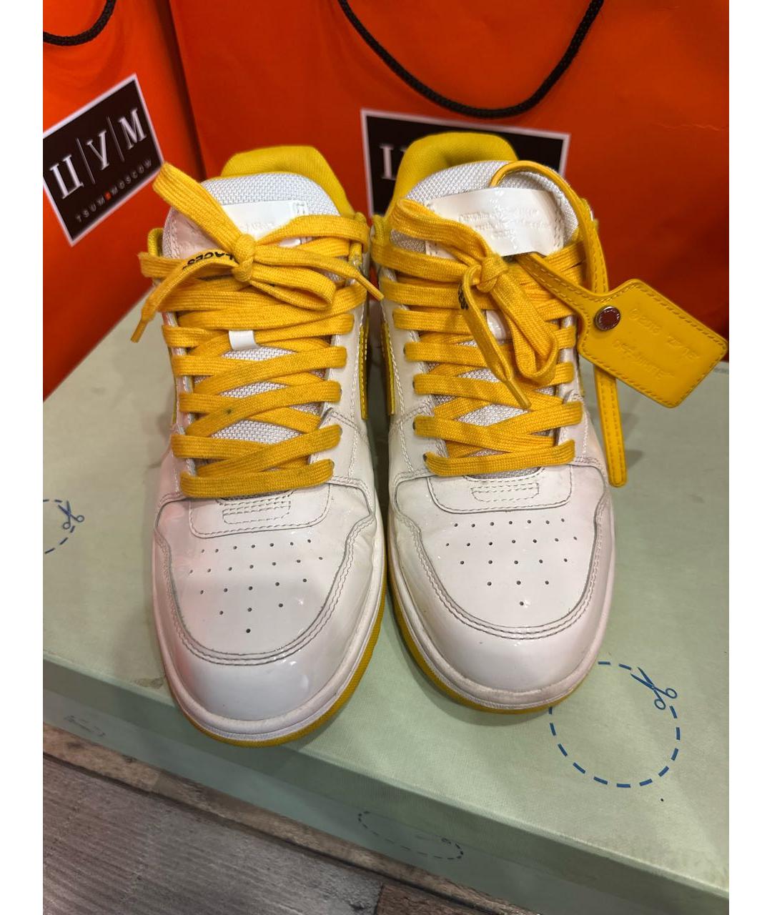 OFF-WHITE Желтые кожаные низкие кроссовки / кеды, фото 5