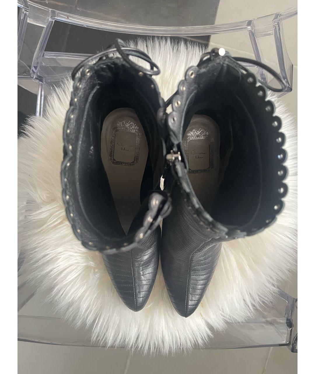 CHRISTIAN DIOR Черные кожаные ботильоны, фото 3