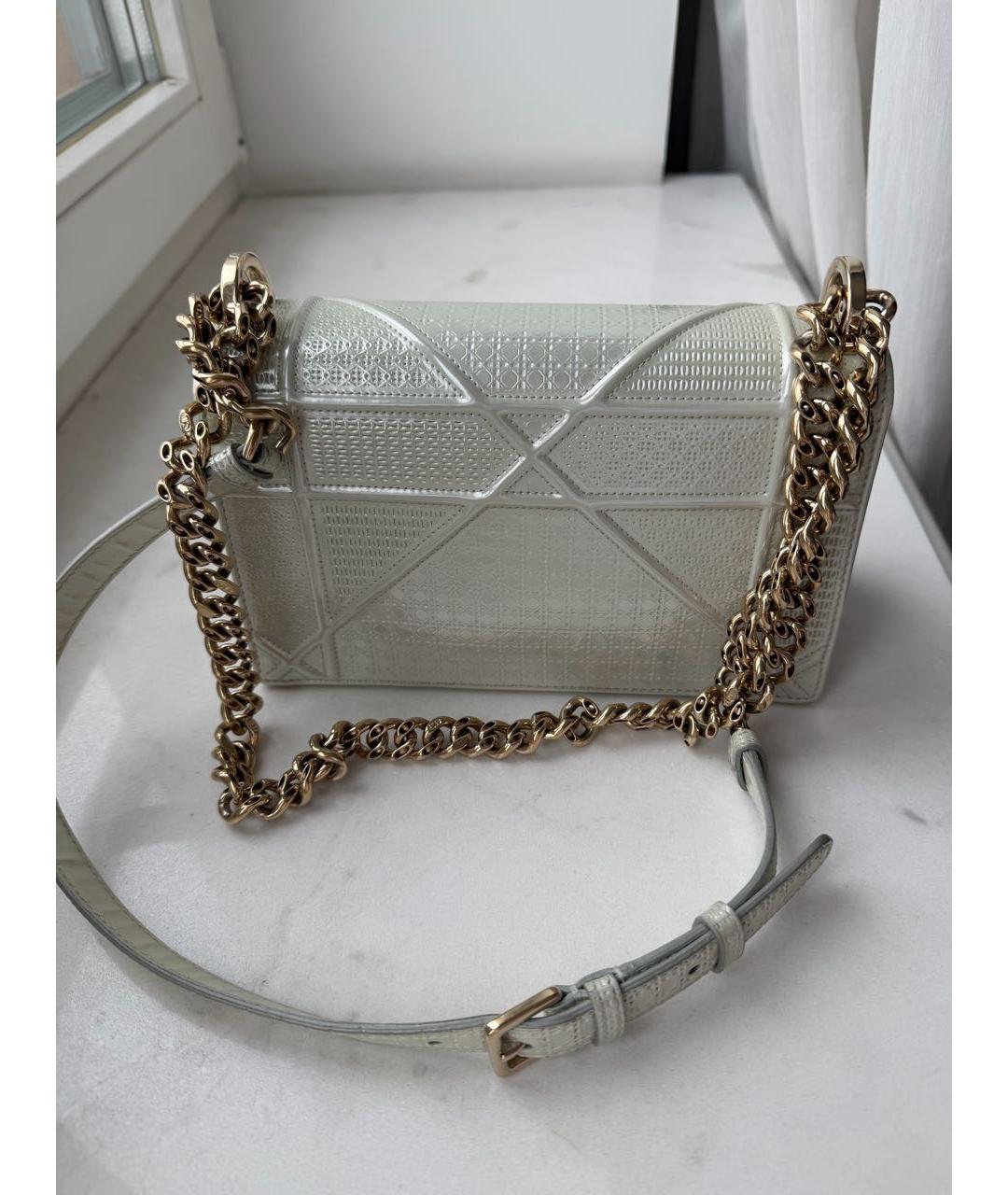 CHRISTIAN DIOR Белая кожаная сумка через плечо, фото 3