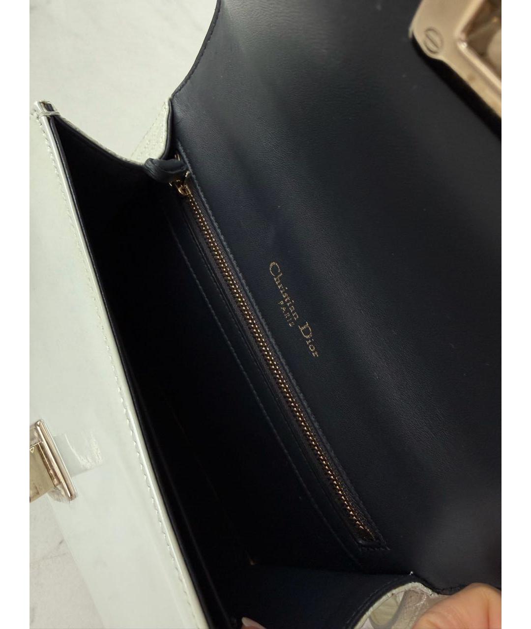 CHRISTIAN DIOR Белая кожаная сумка через плечо, фото 4