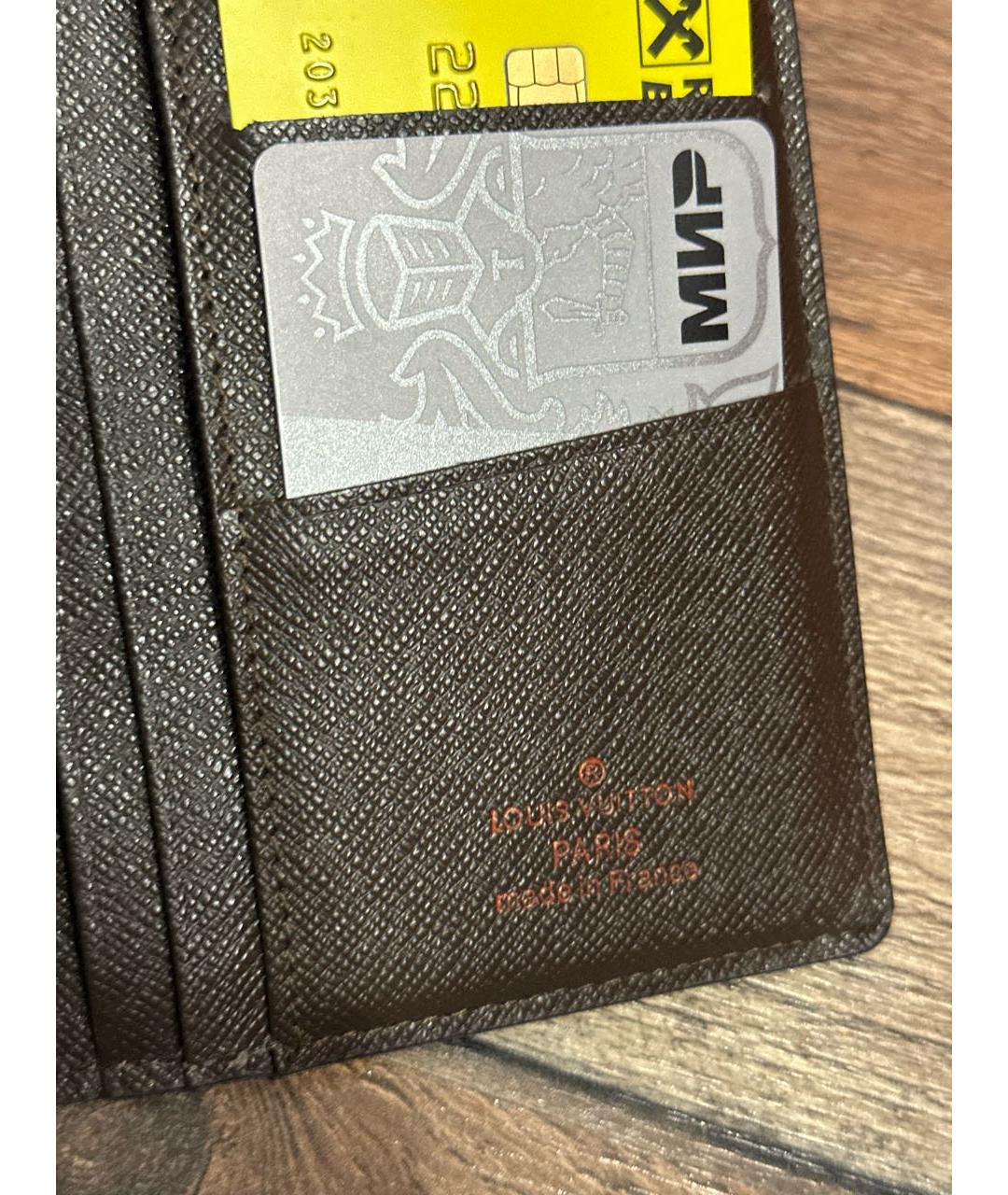 LOUIS VUITTON Коричневый кожаный кошелек, фото 5
