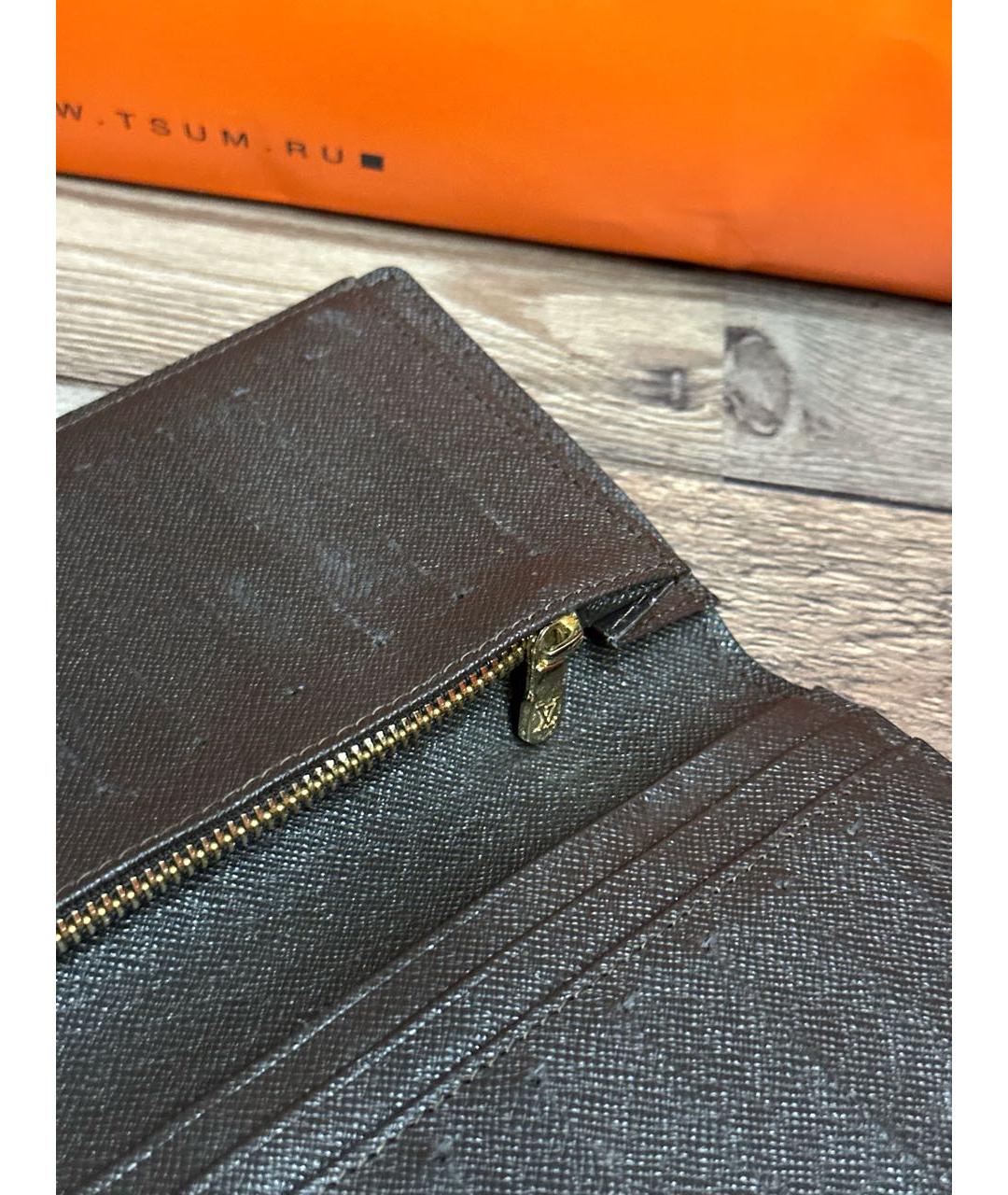 LOUIS VUITTON Коричневый кожаный кошелек, фото 7