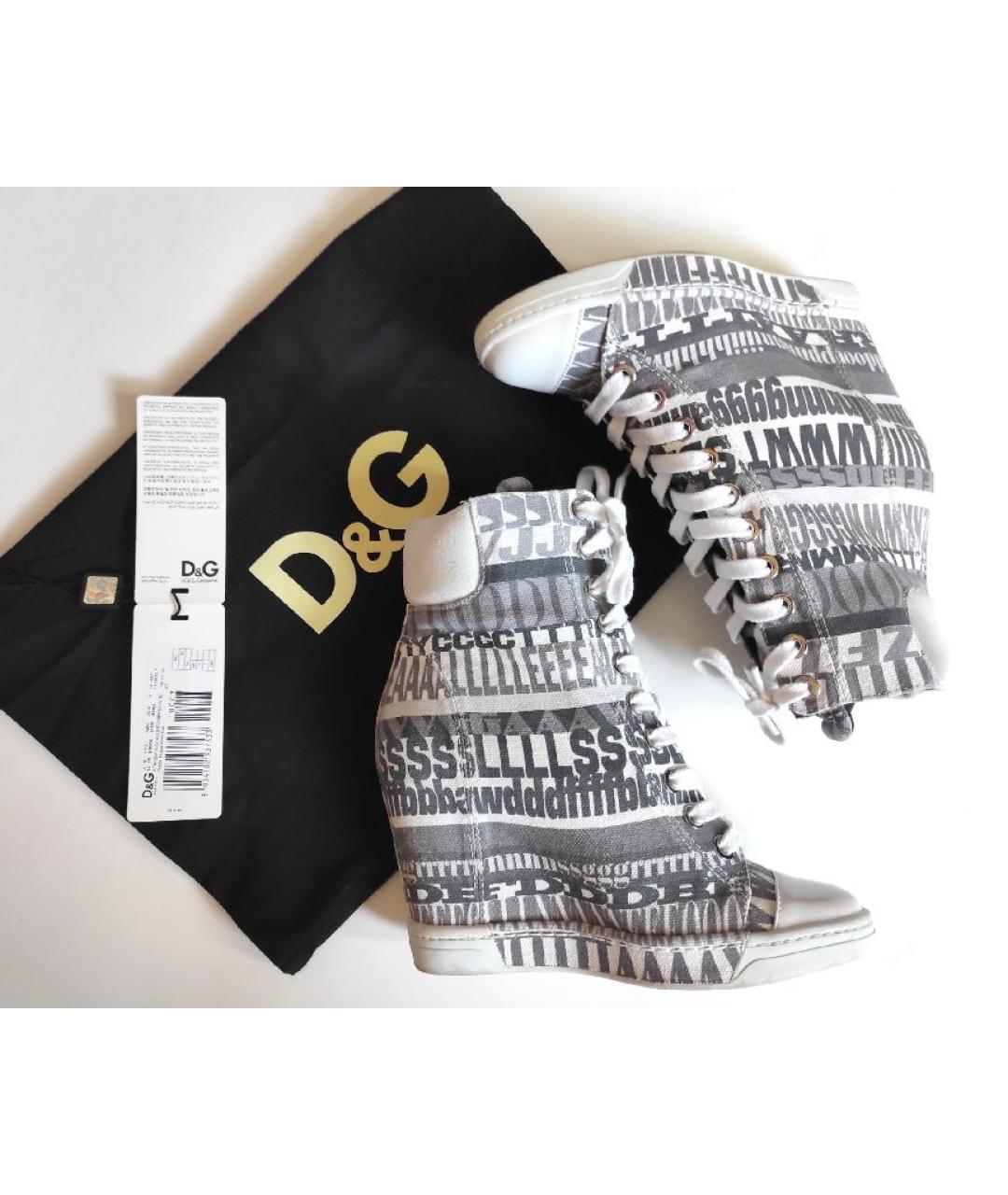 DOLCE&GABBANA Серые текстильные кеды, фото 2