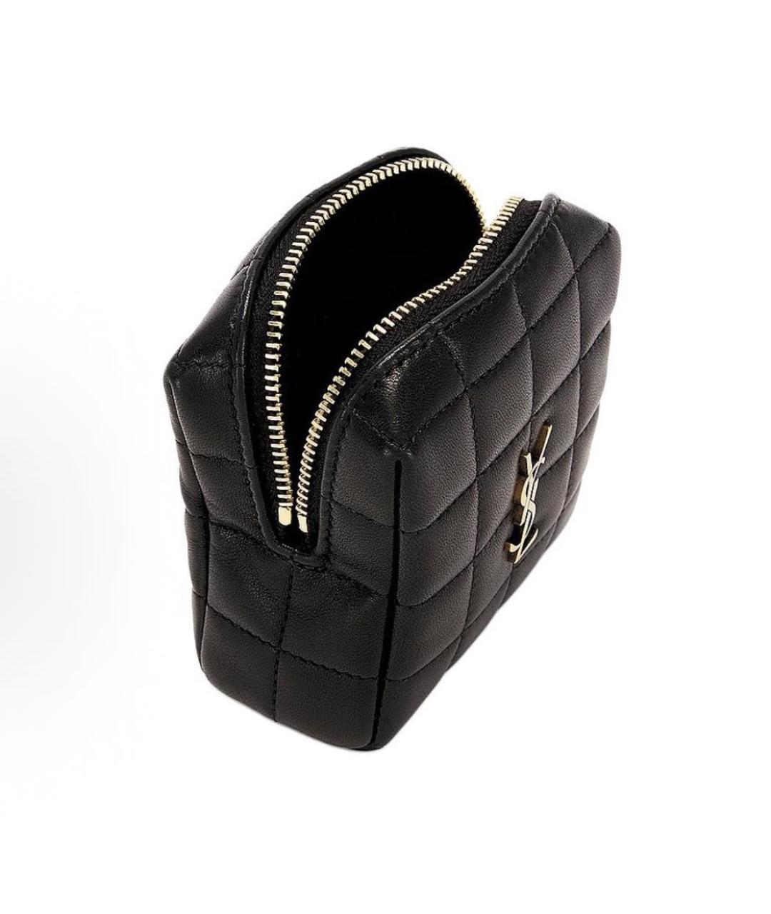 SAINT LAURENT Черная кожаная косметичка, фото 4