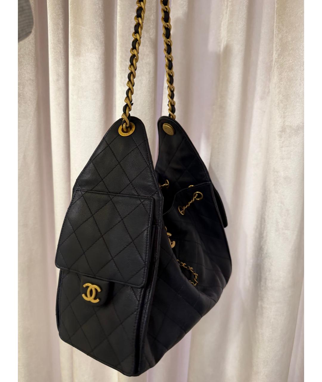 CHANEL Темно-синяя кожаная сумка через плечо, фото 3