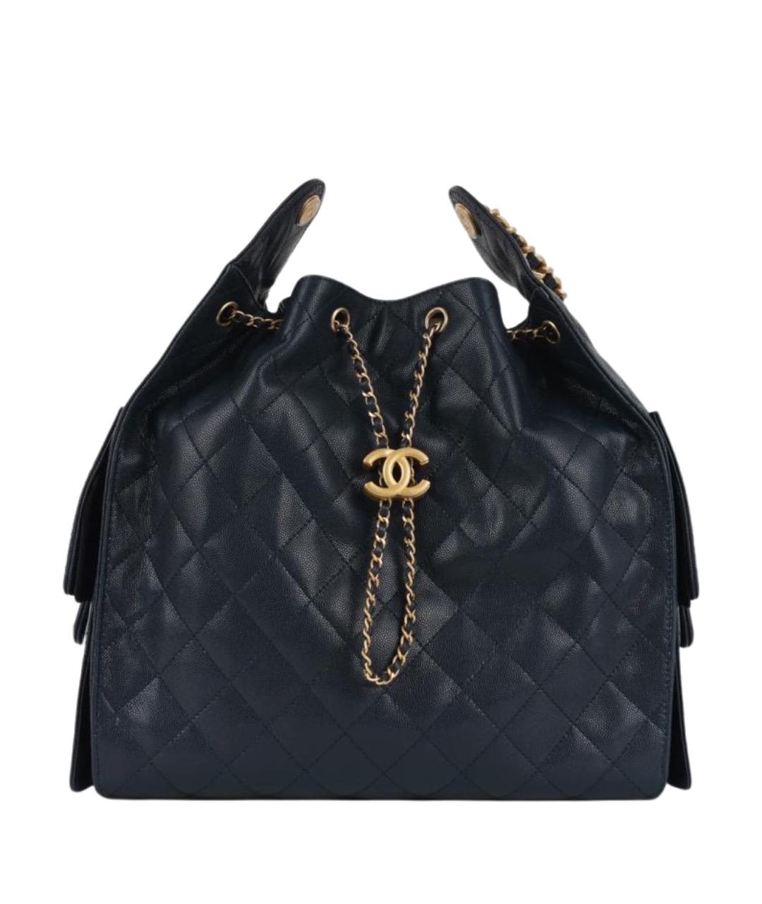 CHANEL Темно-синяя кожаная сумка через плечо, фото 1