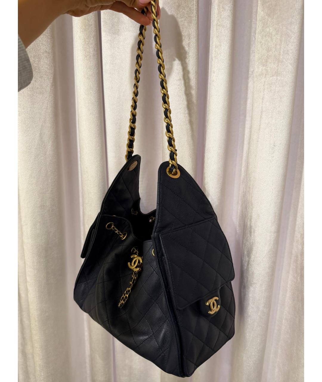 CHANEL Темно-синяя кожаная сумка через плечо, фото 4