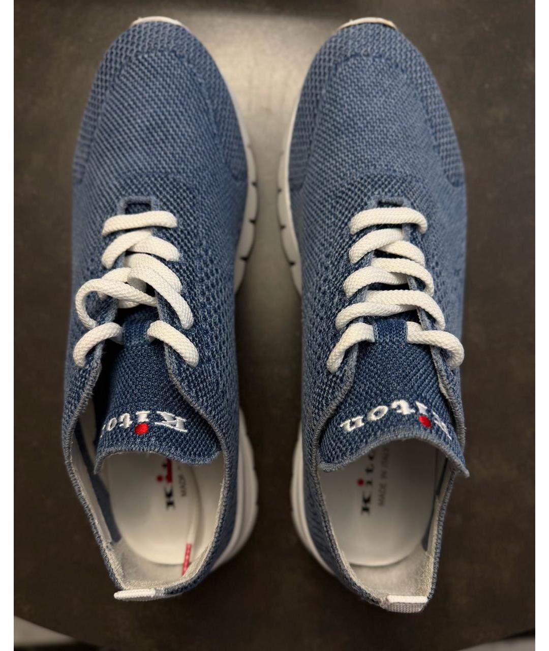 KITON Синие текстильные низкие кроссовки / кеды, фото 4