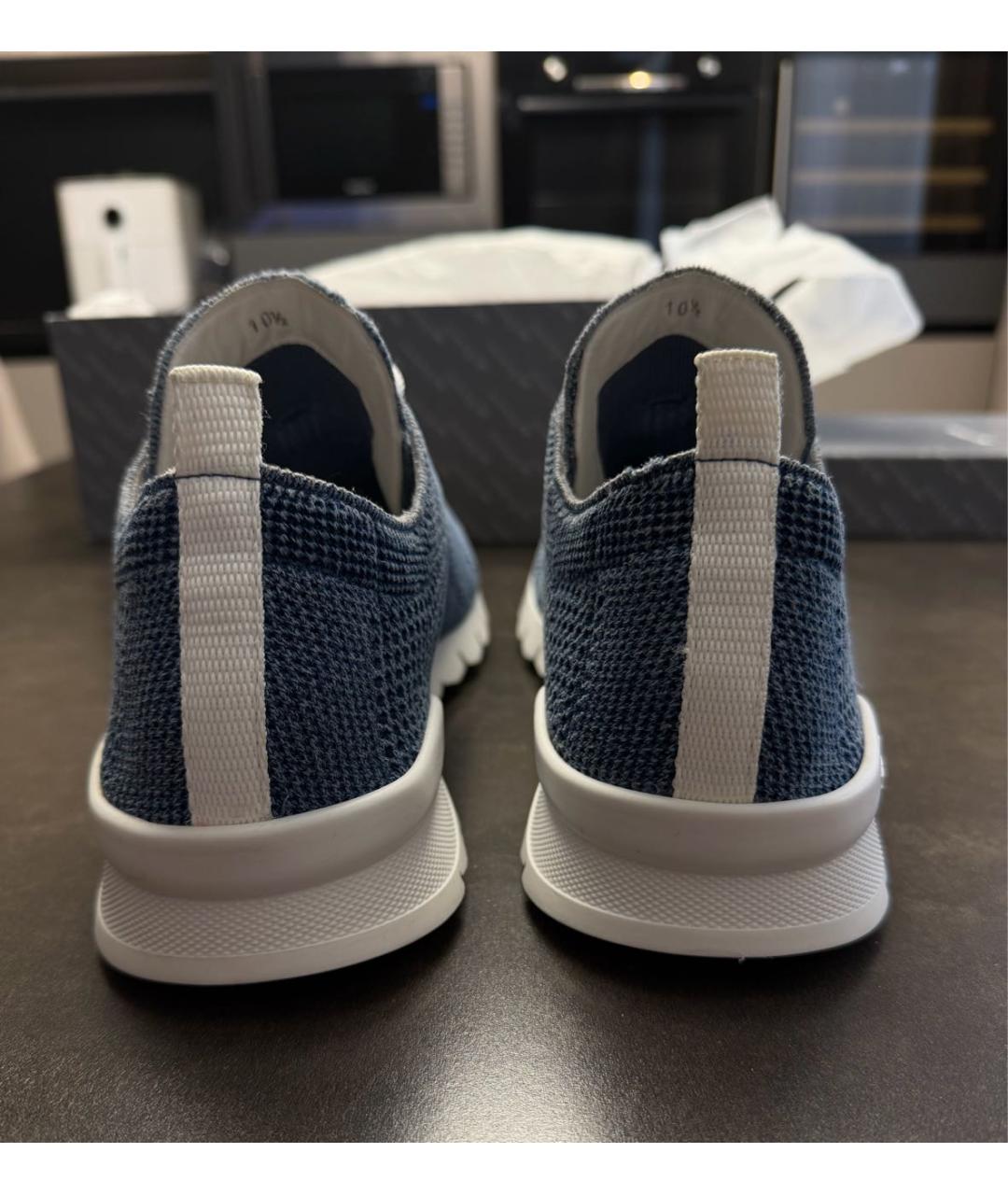 KITON Синие текстильные низкие кроссовки / кеды, фото 5
