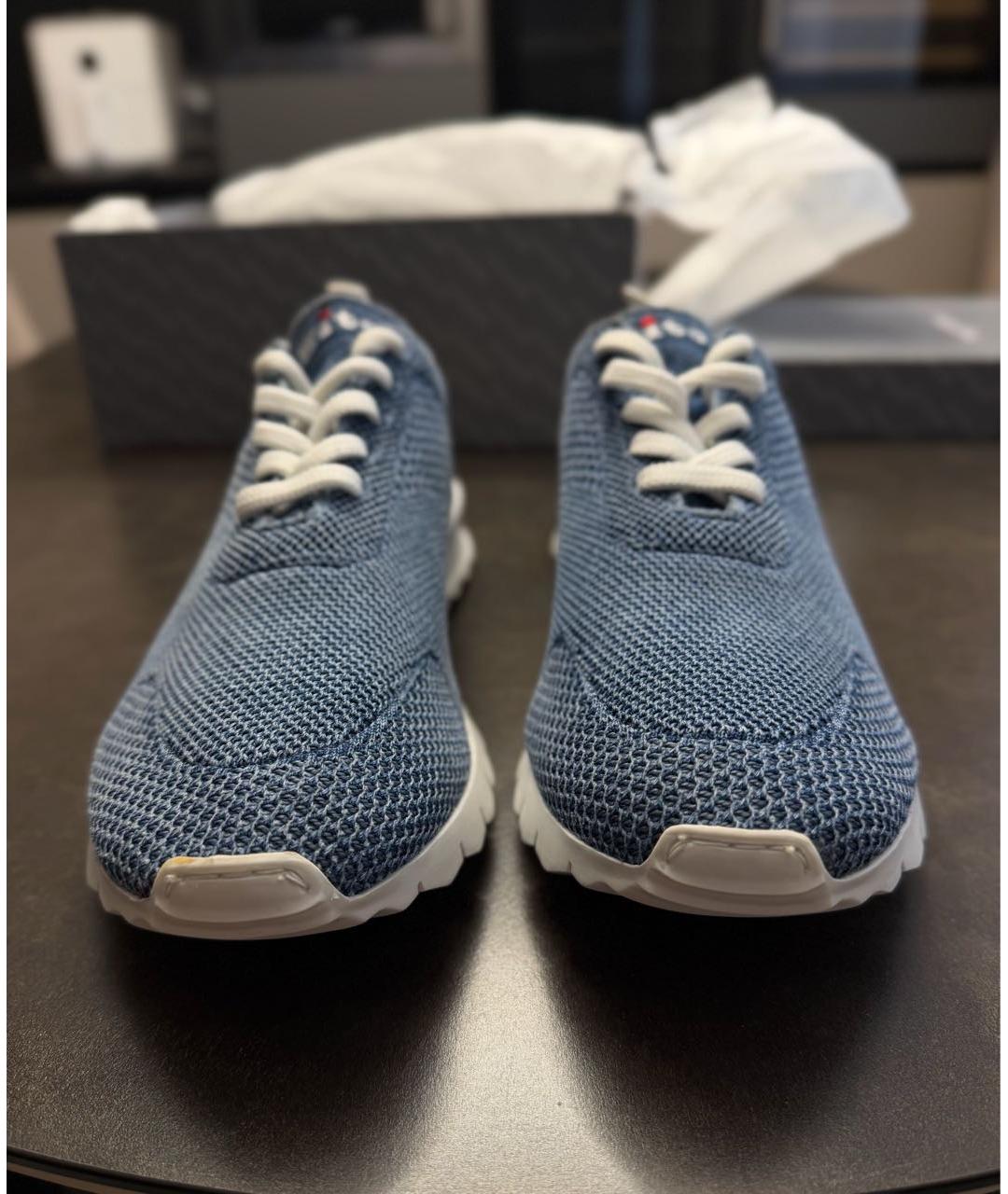 KITON Синие текстильные низкие кроссовки / кеды, фото 3