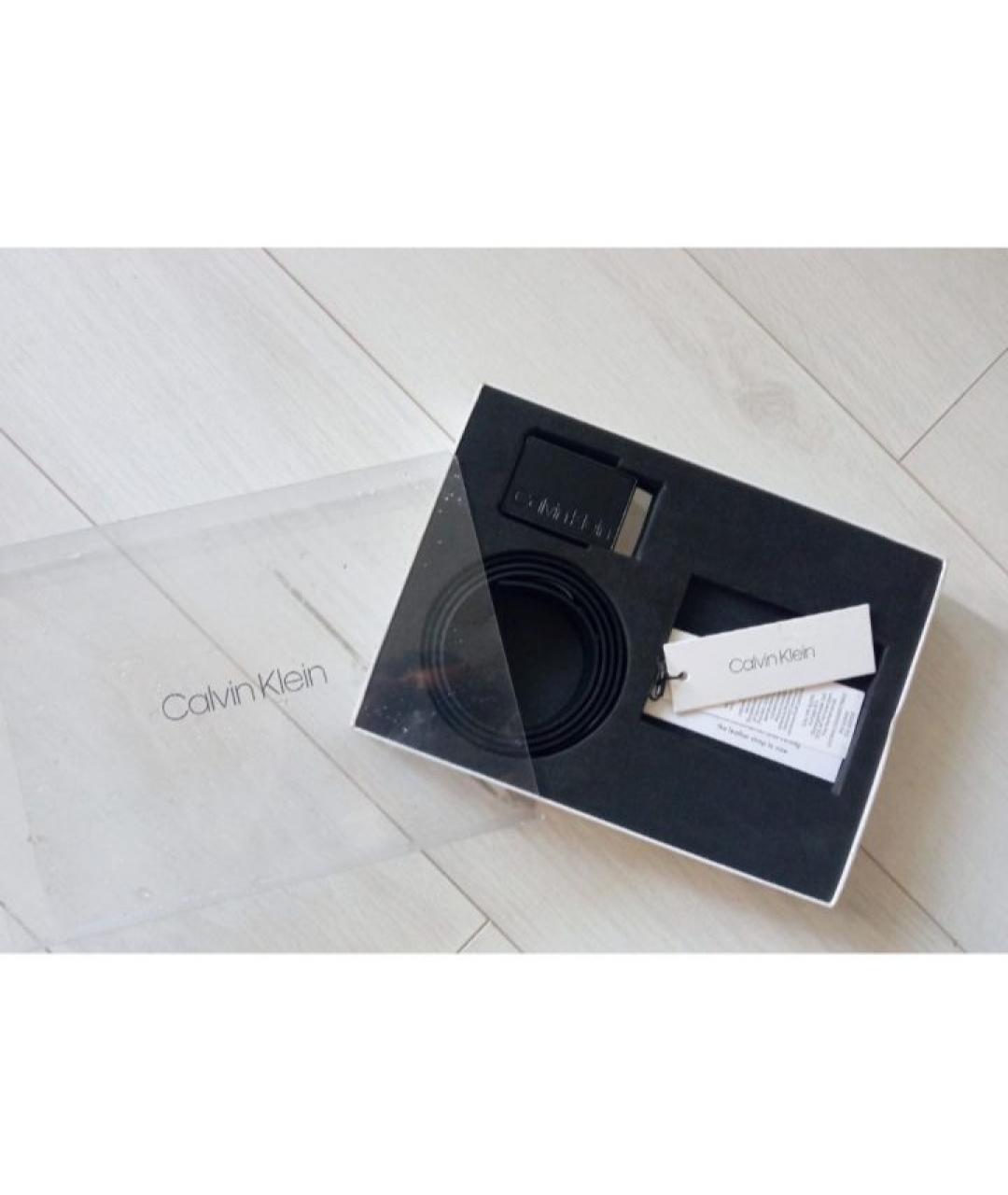 CALVIN KLEIN Черный кожаный ремень, фото 5