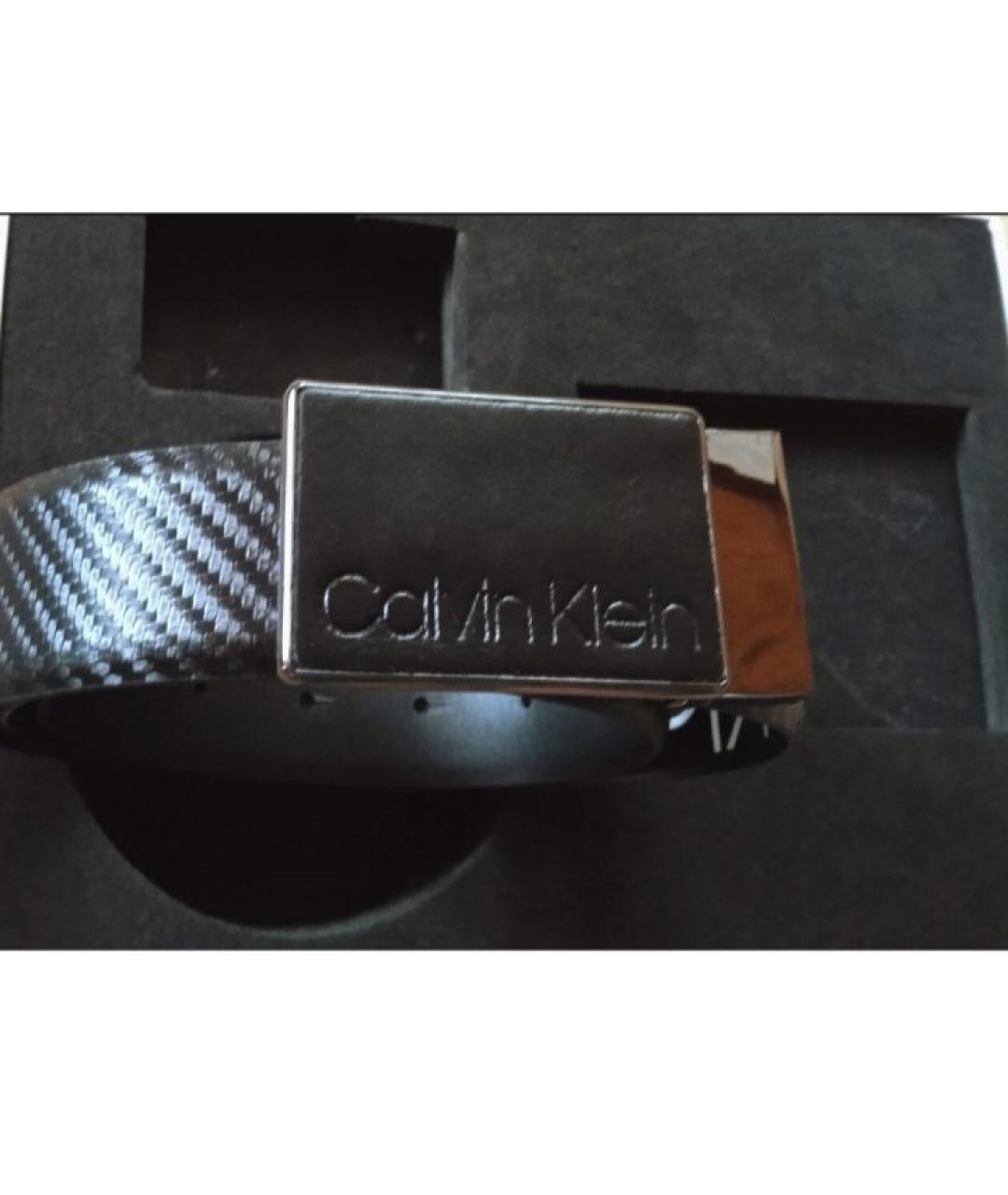 CALVIN KLEIN Черный кожаный ремень, фото 4