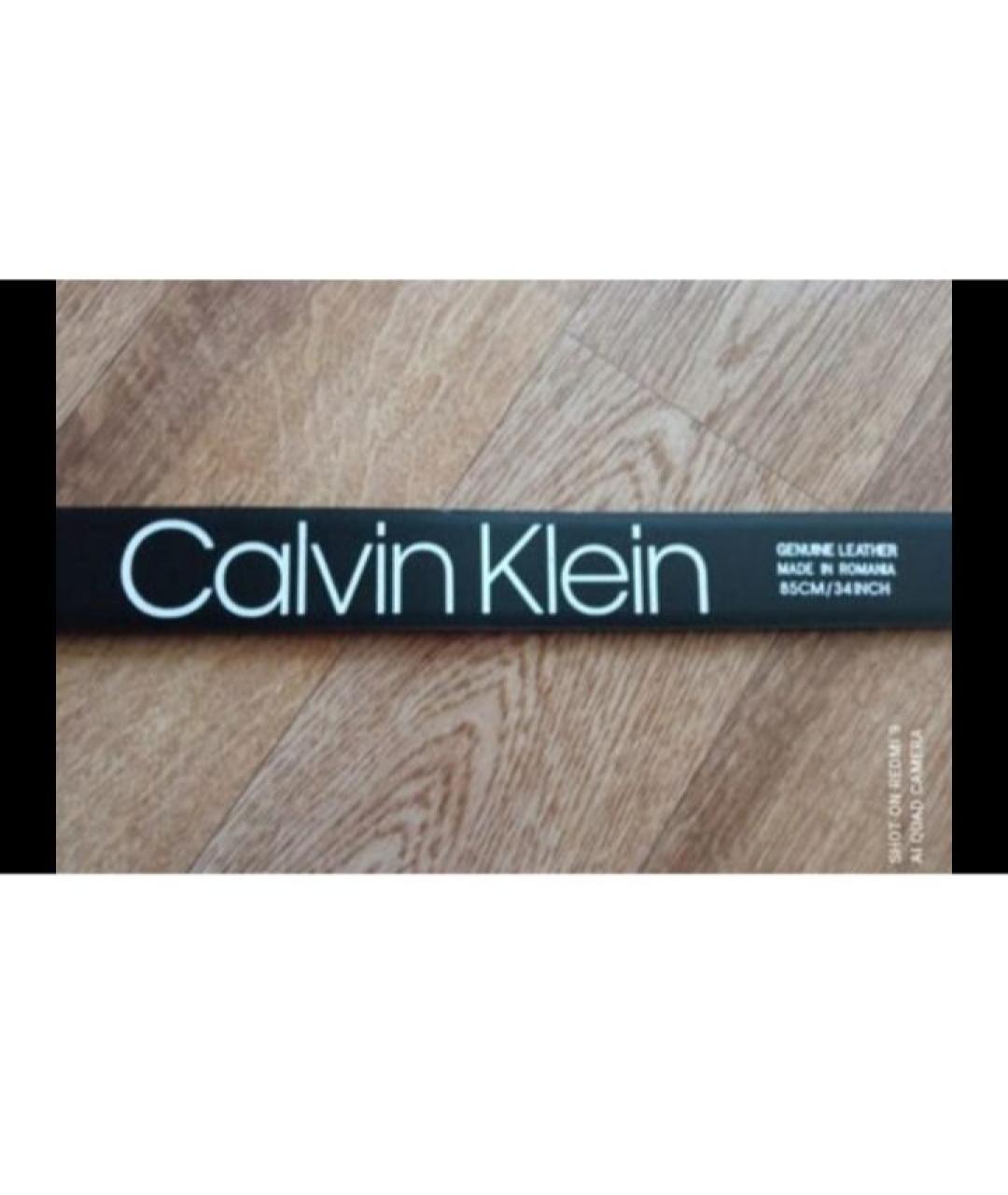 CALVIN KLEIN Черный кожаный ремень, фото 3