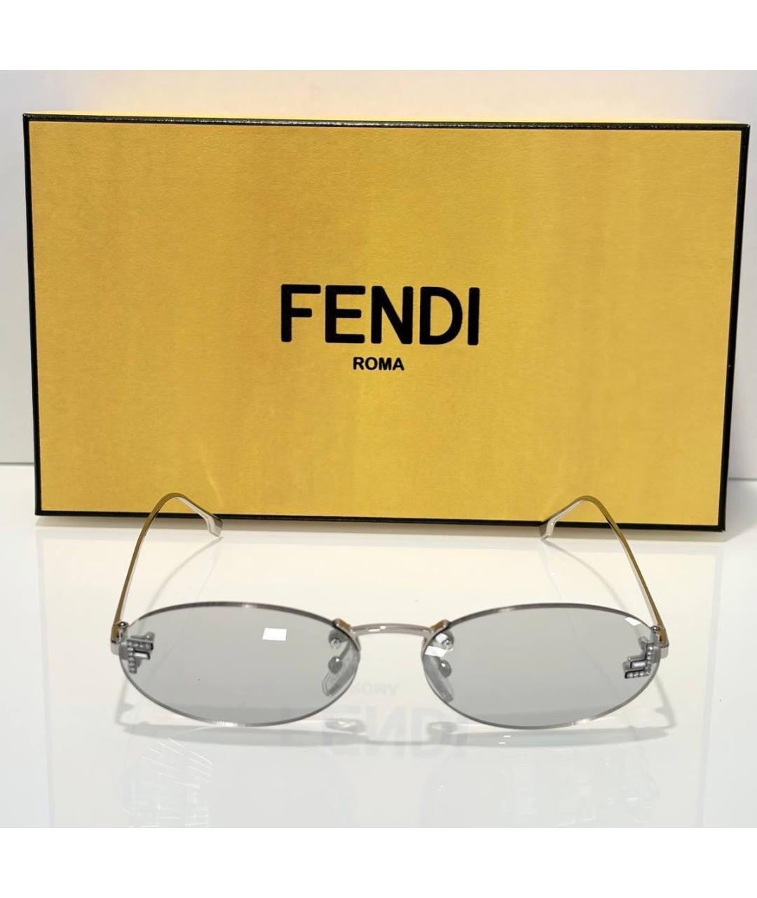 FENDI Серые металлические солнцезащитные очки, фото 3