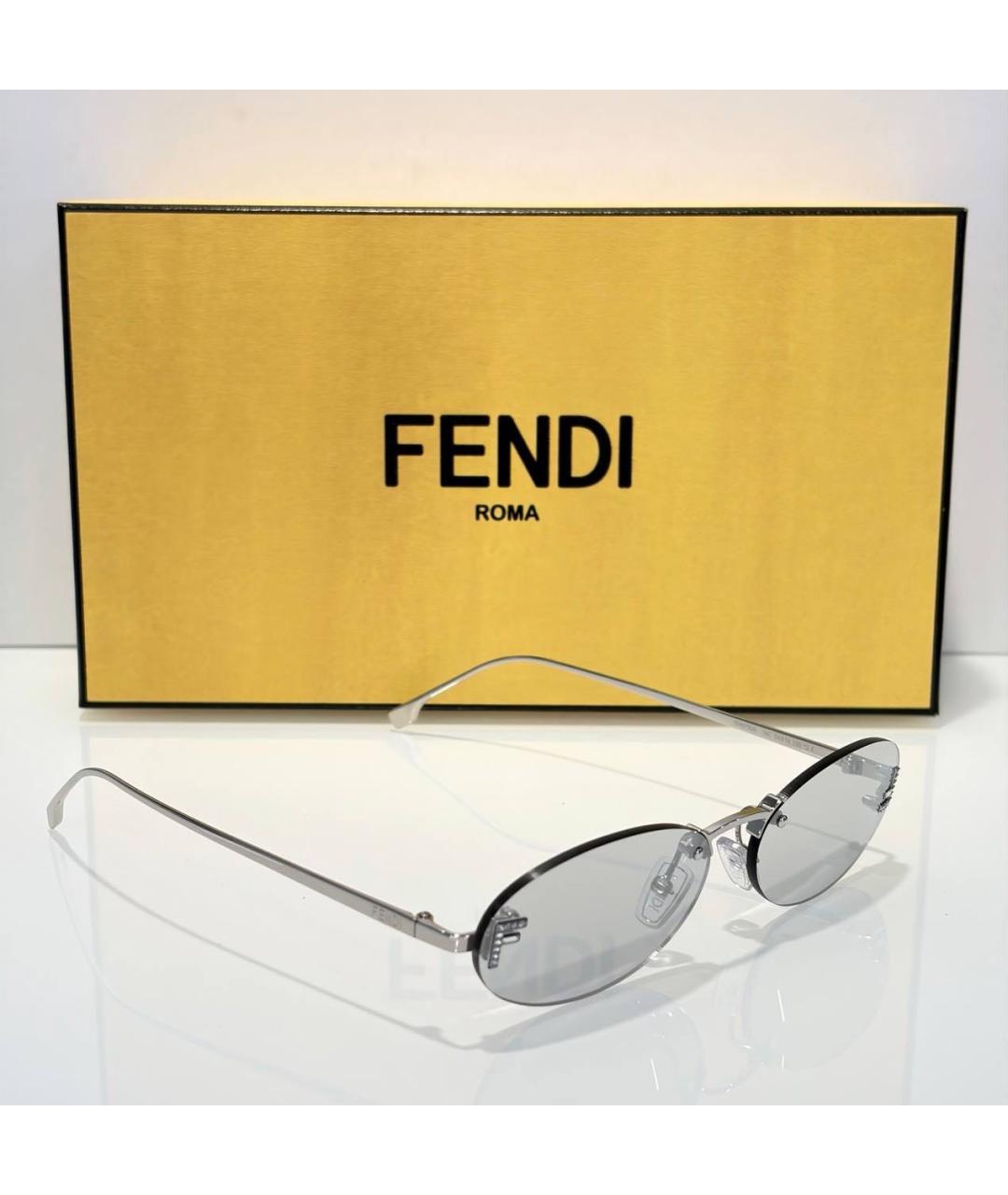 FENDI Серые металлические солнцезащитные очки, фото 4