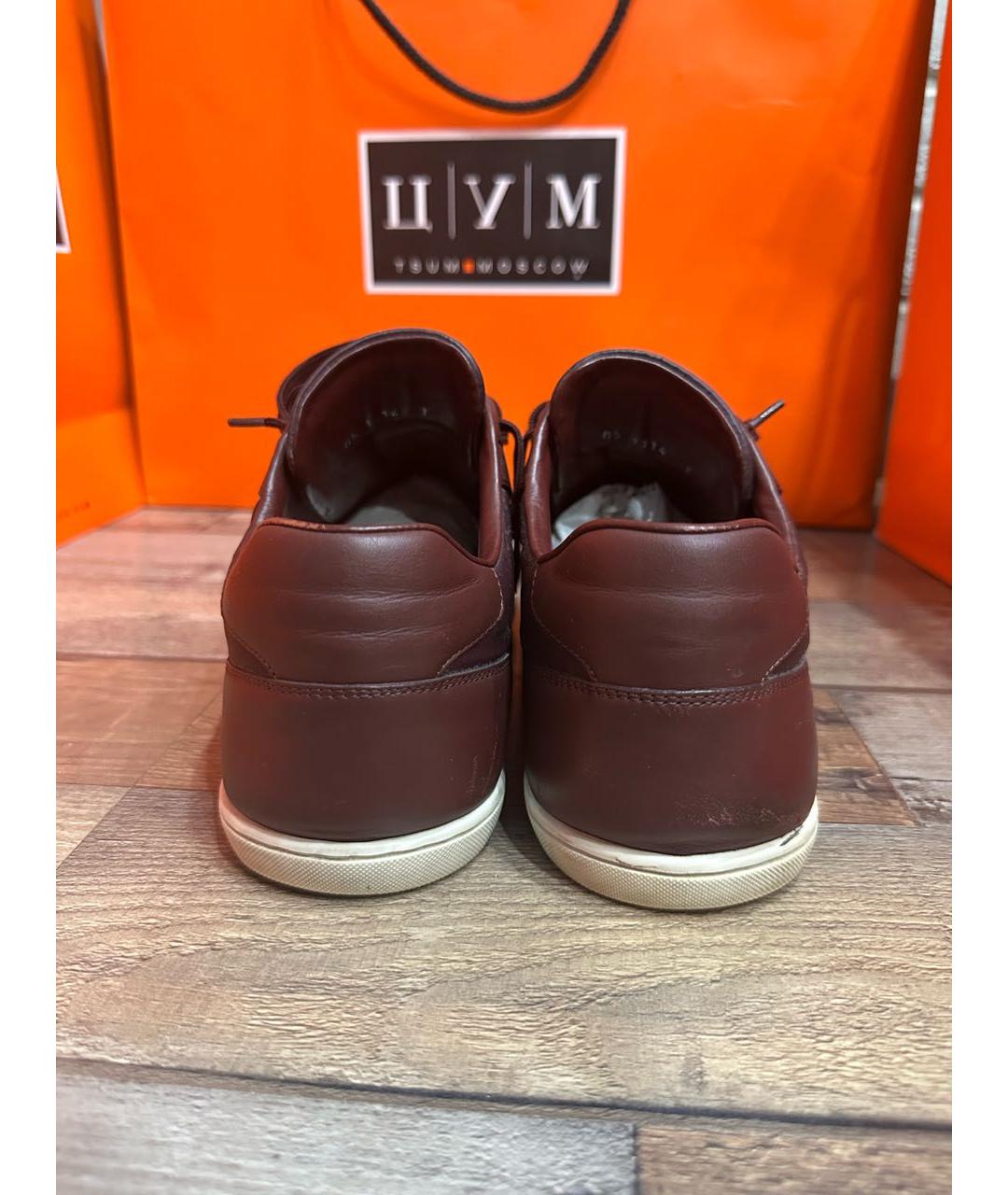 LOUIS VUITTON Бордовые кожаные низкие кроссовки / кеды, фото 4