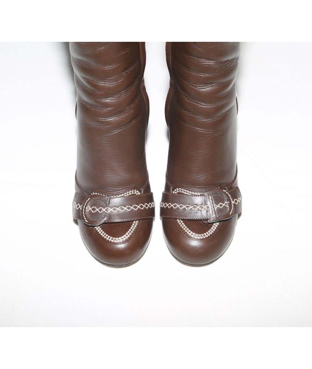 CHRISTIAN DIOR Коричневые кожаные сапоги, фото 3
