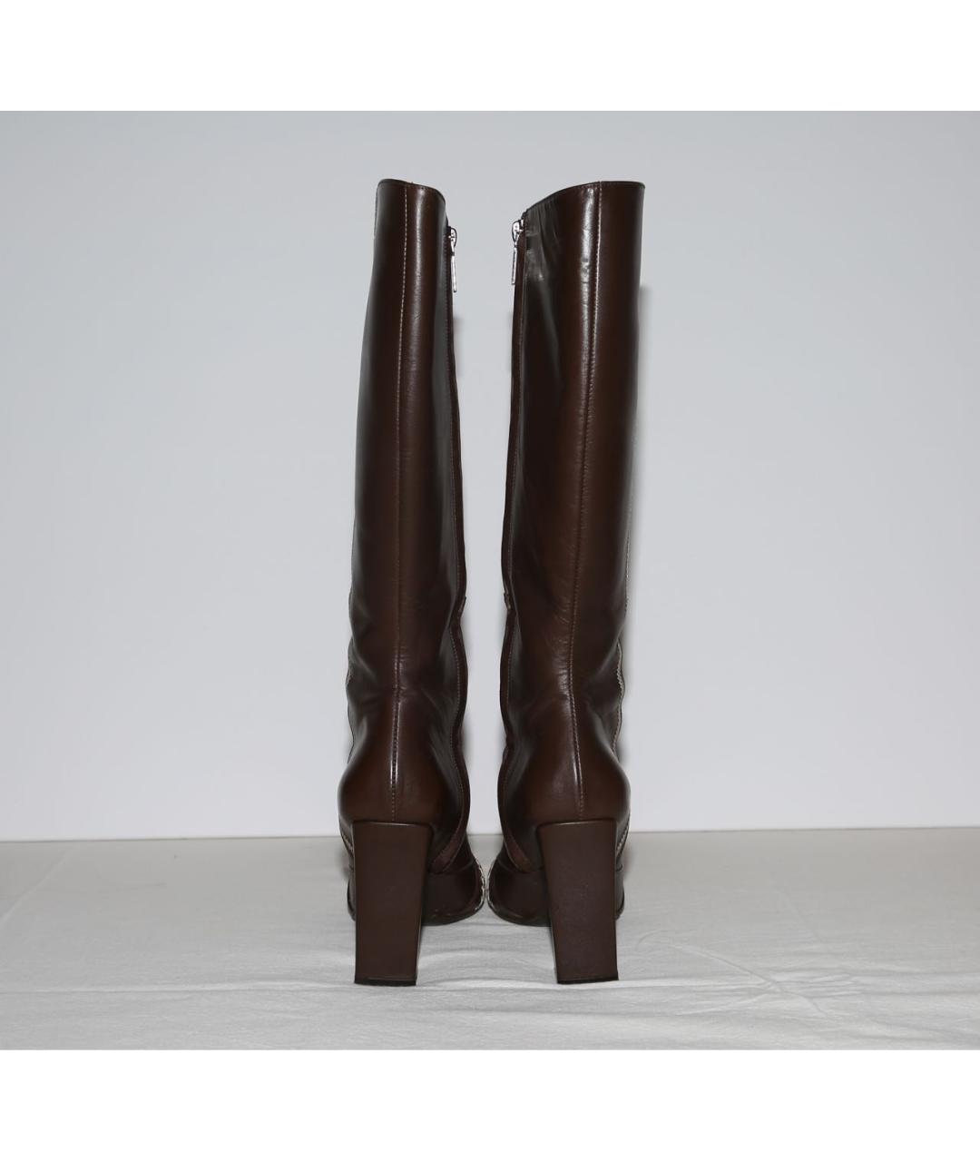 CHRISTIAN DIOR Коричневые кожаные сапоги, фото 4
