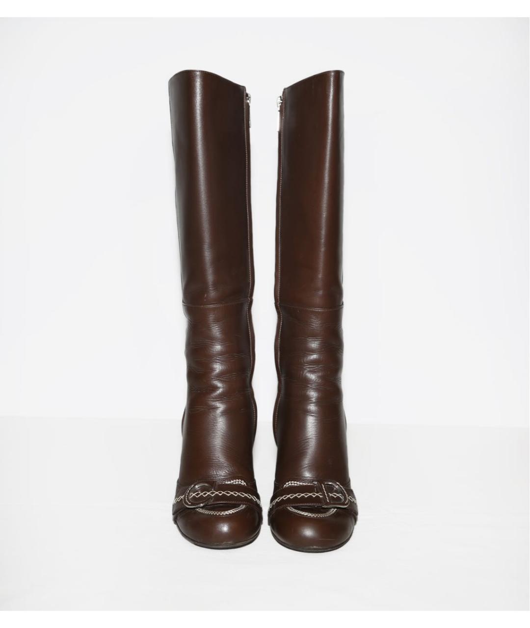CHRISTIAN DIOR Коричневые кожаные сапоги, фото 2