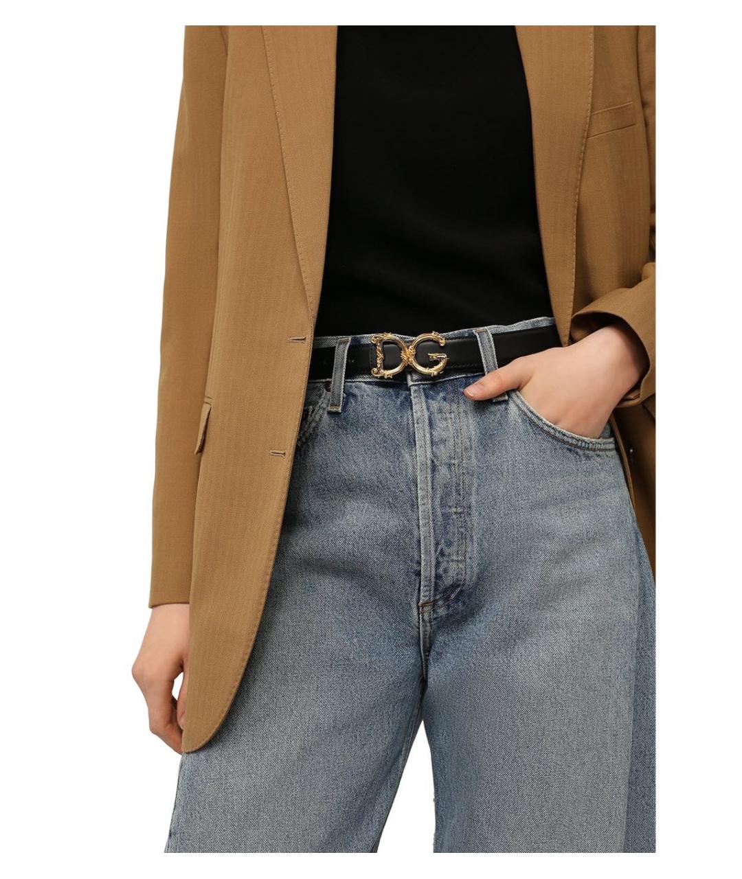 DOLCE&GABBANA Черный кожаный ремень, фото 4