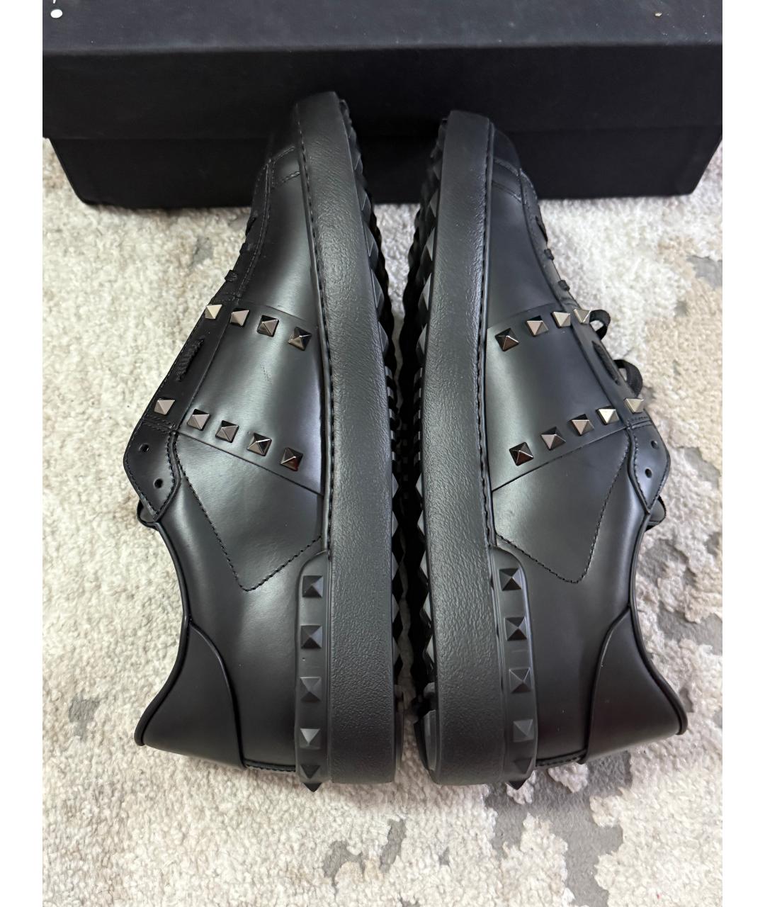 VALENTINO Черные кожаные низкие кроссовки / кеды, фото 8