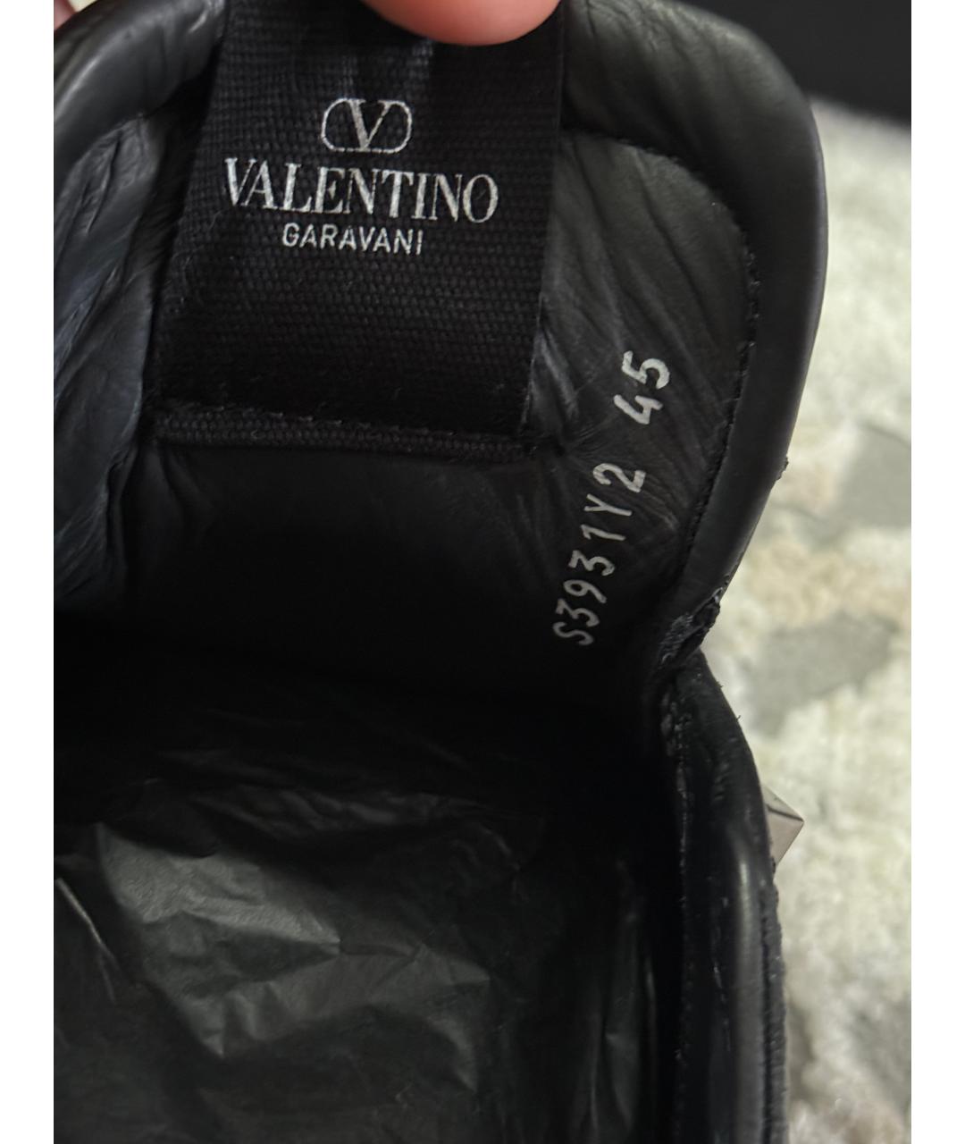 VALENTINO Черные кожаные низкие кроссовки / кеды, фото 6