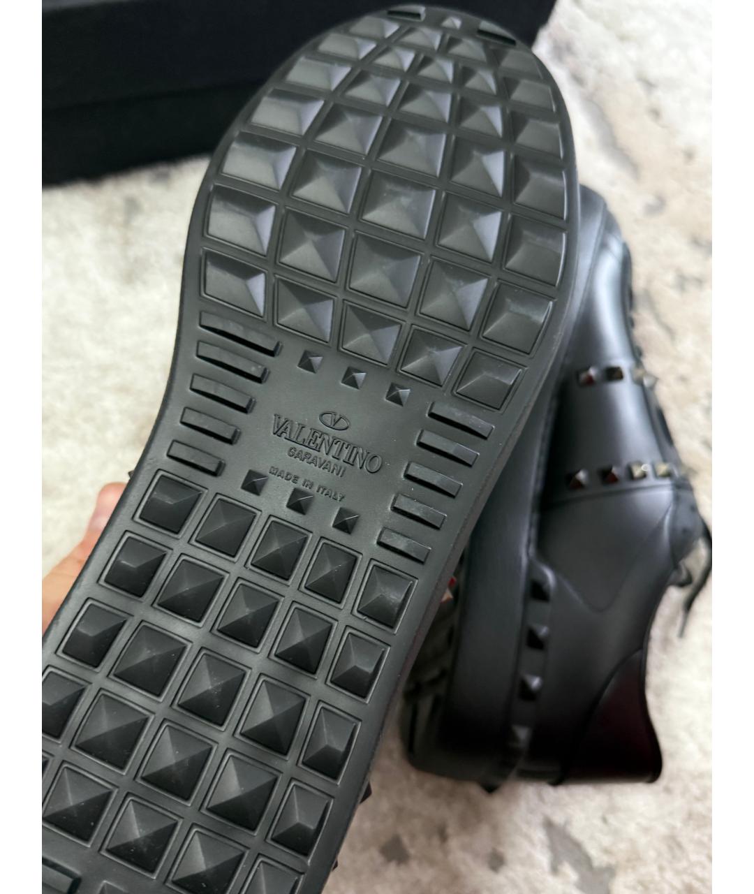 VALENTINO Черные кожаные низкие кроссовки / кеды, фото 5