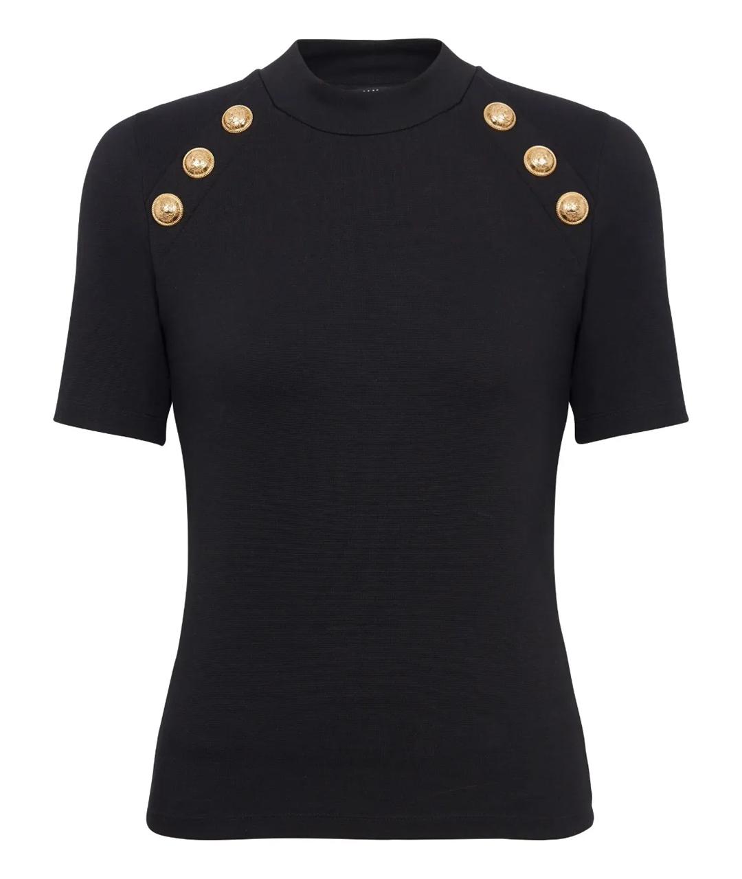 BALMAIN Черная хлопковая футболка, фото 1