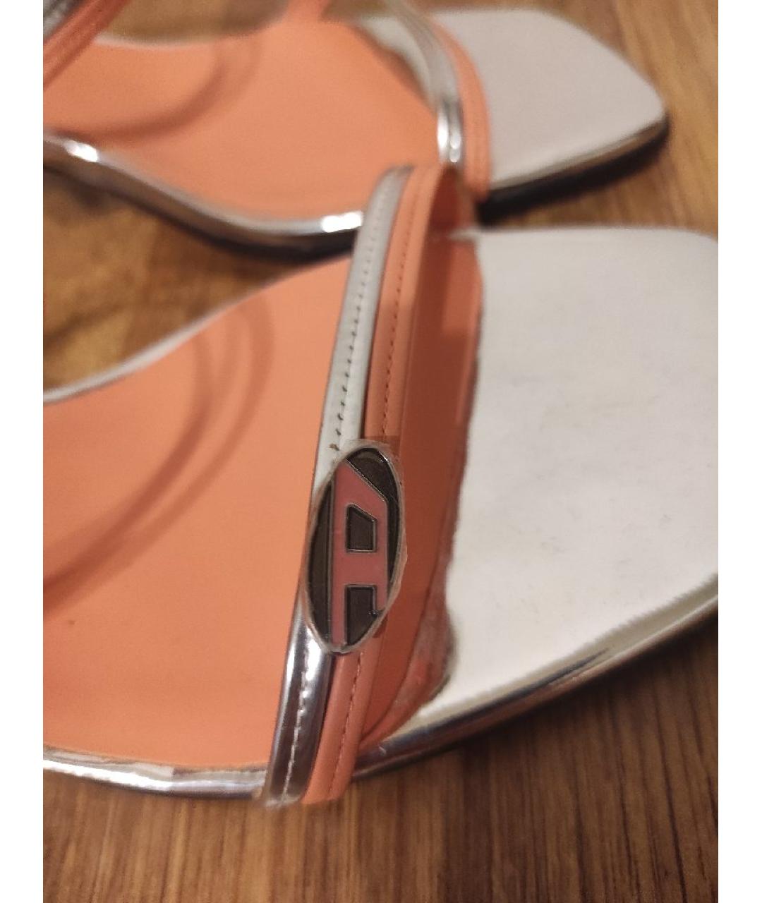 DIESEL Серебряные кожаные мюли, фото 3