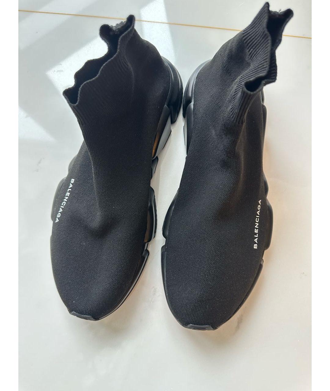 BALENCIAGA Черные текстильные высокие кроссовки / кеды, фото 2