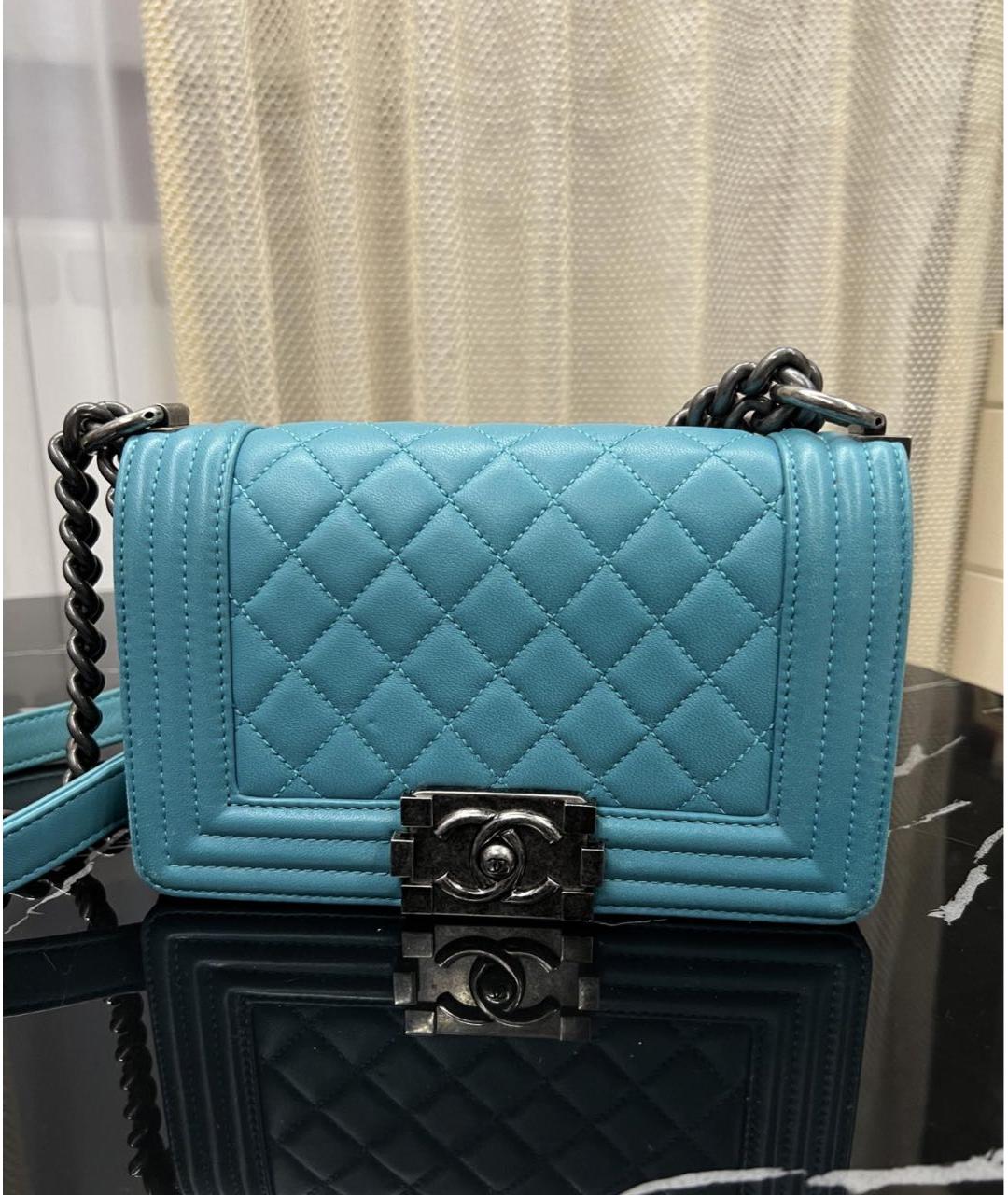 CHANEL Бирюзовая кожаная сумка через плечо, фото 9