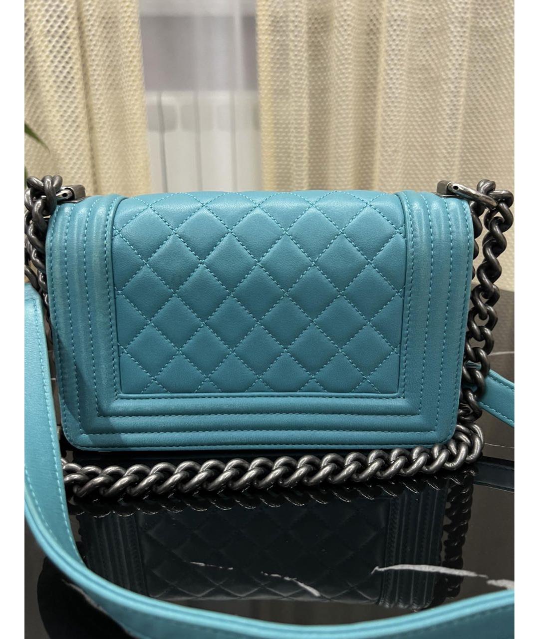 CHANEL Бирюзовая кожаная сумка через плечо, фото 3