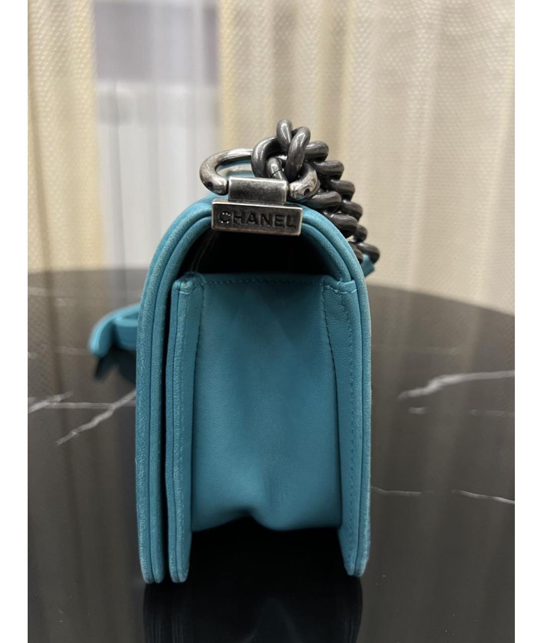 CHANEL Бирюзовая кожаная сумка через плечо, фото 7