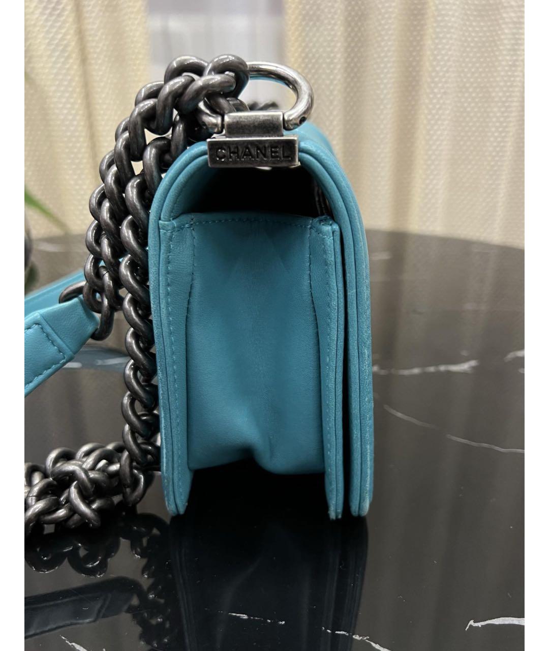 CHANEL Бирюзовая кожаная сумка через плечо, фото 2