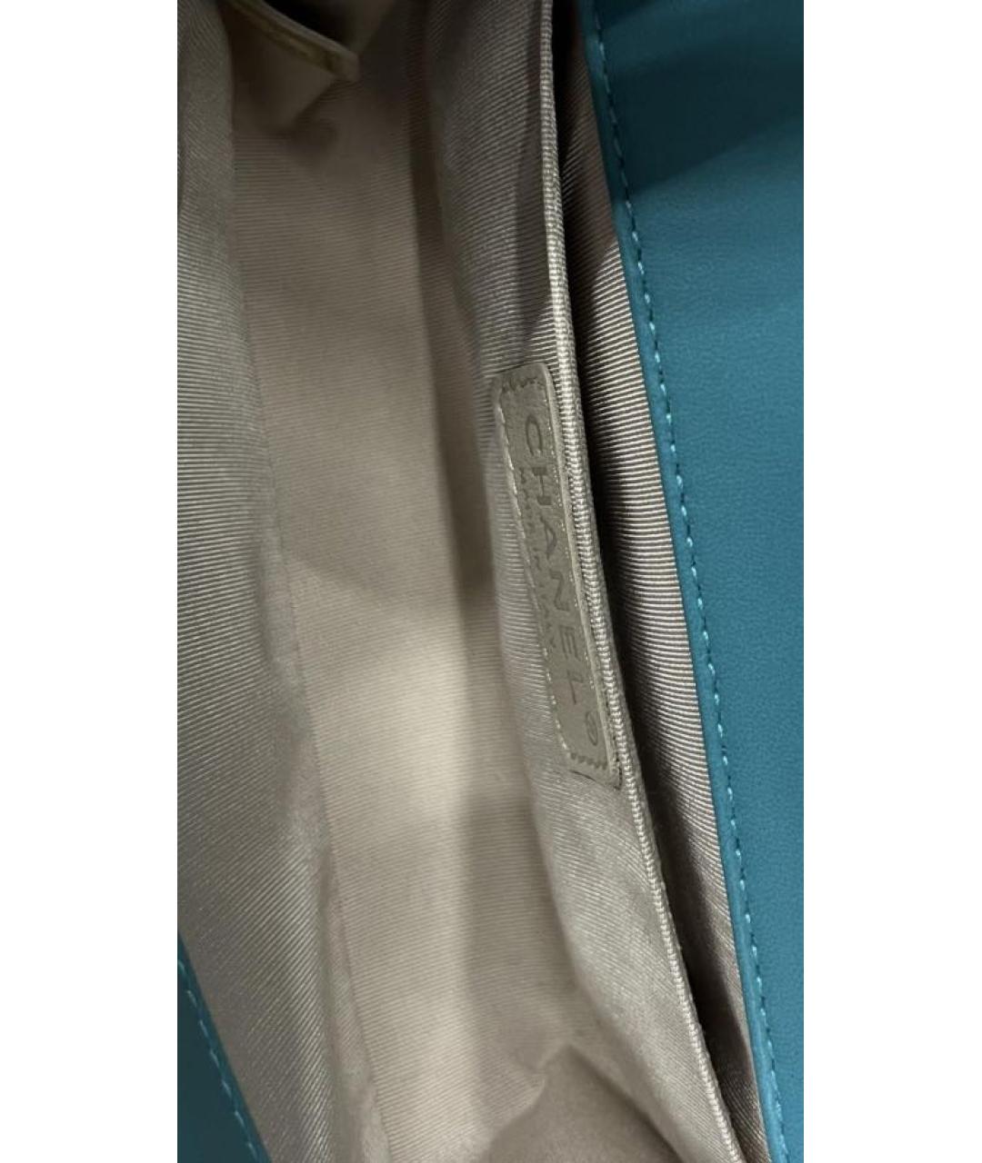 CHANEL Бирюзовая кожаная сумка через плечо, фото 5